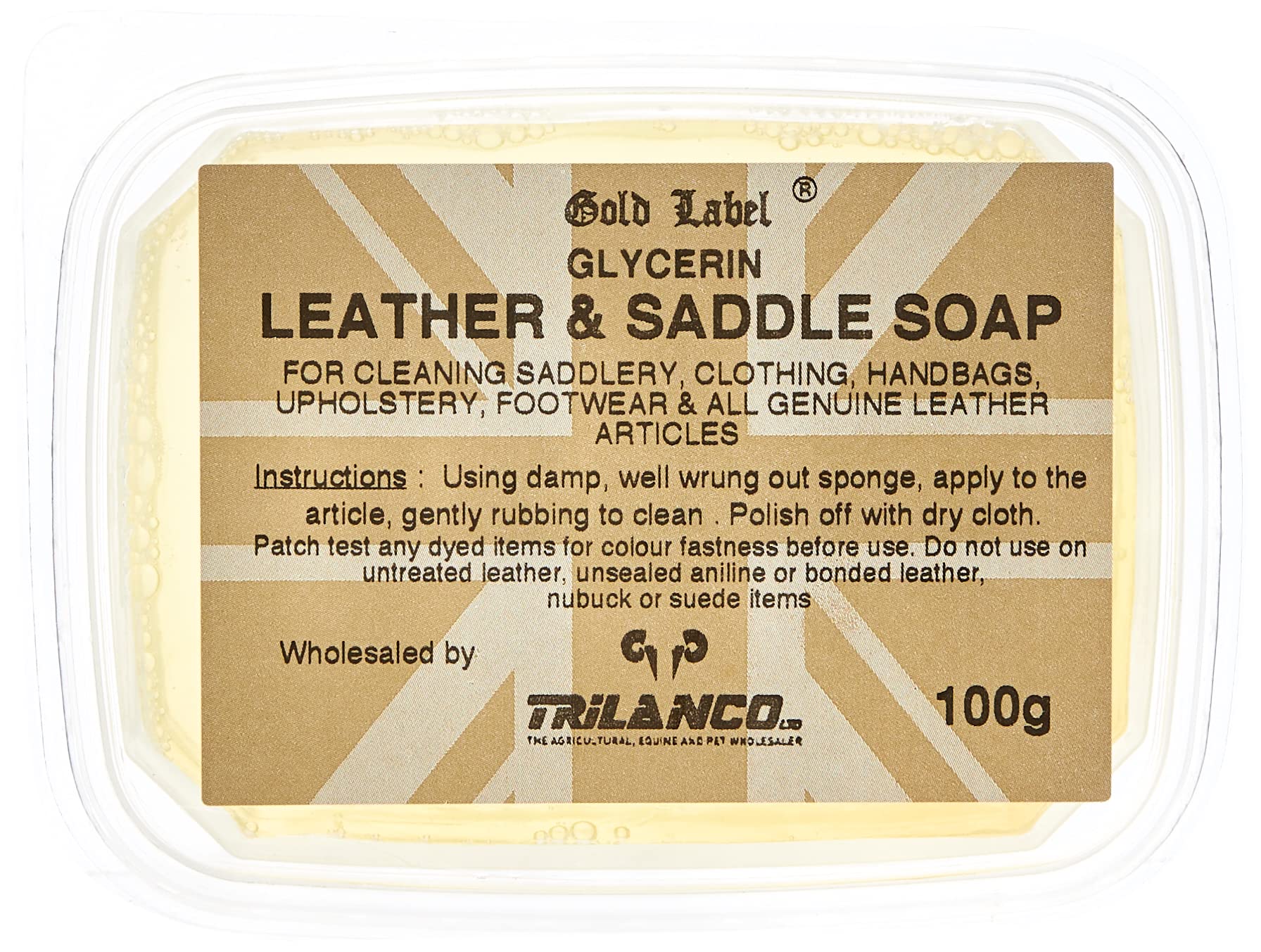Gold Label Saddle Soap 100g - Premium Glycerin Leather Cleaner for Saddles, Bags, Shoes & Upholstery | Gentle Care for Genuine Leather Goods | Ideal for Equestrian Gear, Luxury Handbags & Leather Furniture Maintenance