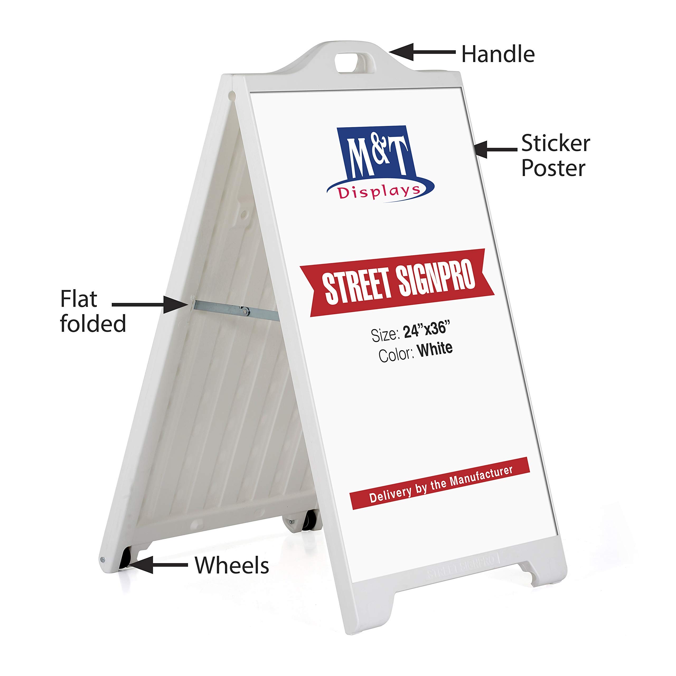 24x36 Inch Weatherproof A-Frame Sandwich Board Sign - Double Sided Portable Sidewalk Sign Holder for Restaurants, Cafes & Retail Stores | Durable Outdoor Advertising Display for Promotions, Events & Daily Specials