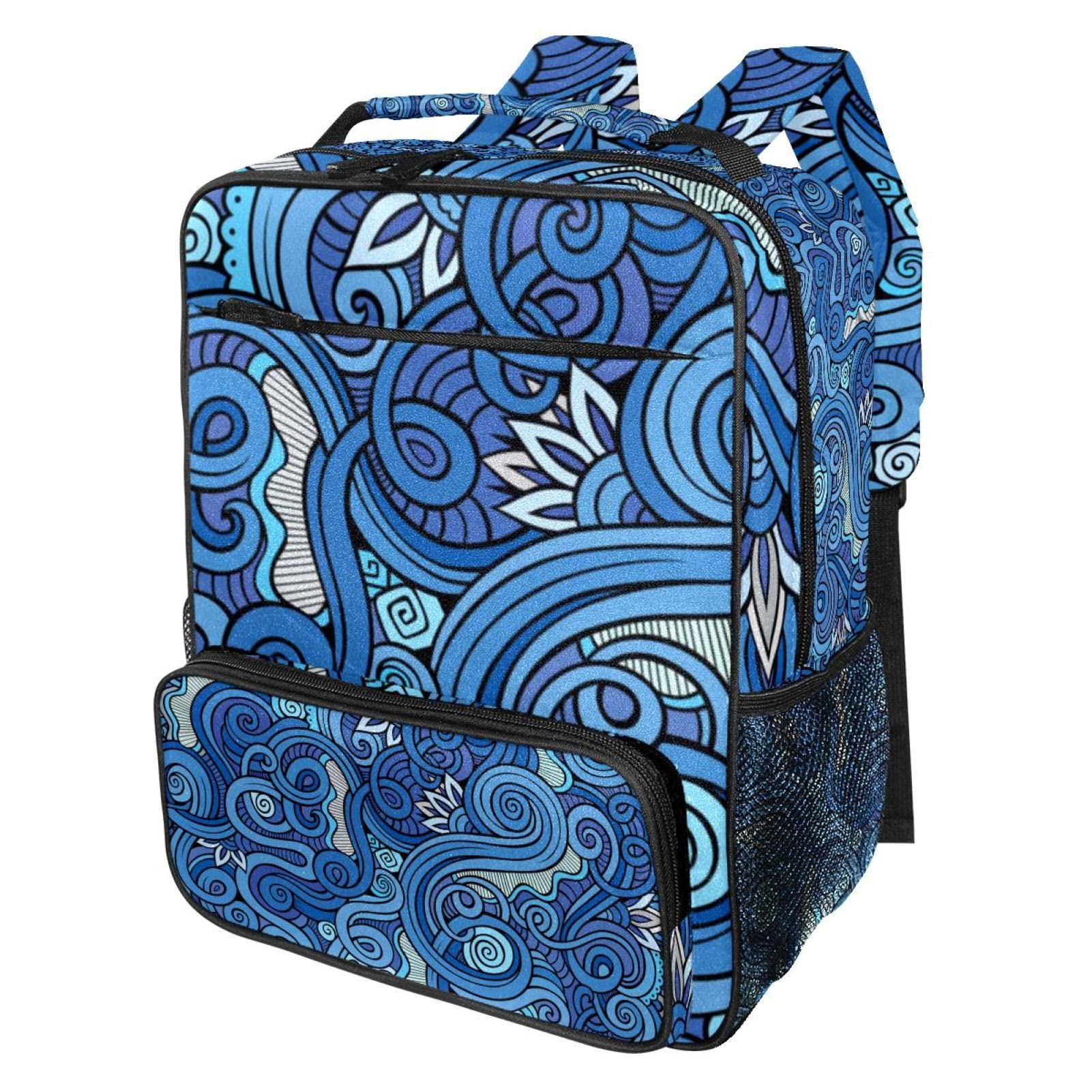 Stylish Blue Ripple Backpack for School, College & Travel - Durable Student Book Bag for Everyday Use, Campus Life & Outdoor Adventures