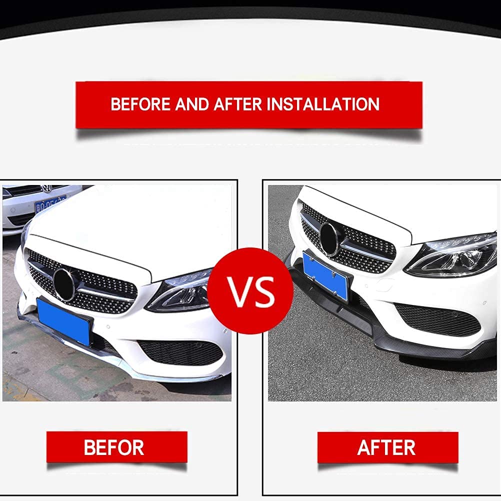 YOUNGERCAR Carbon Fiber Look Front Bumper Lip for 2015-2018 Mercedes-Benz W205 C-Class (C300 C43 AMG) - Sporty B-Style Design | Perfect for Car Enthusiasts & Auto Shows