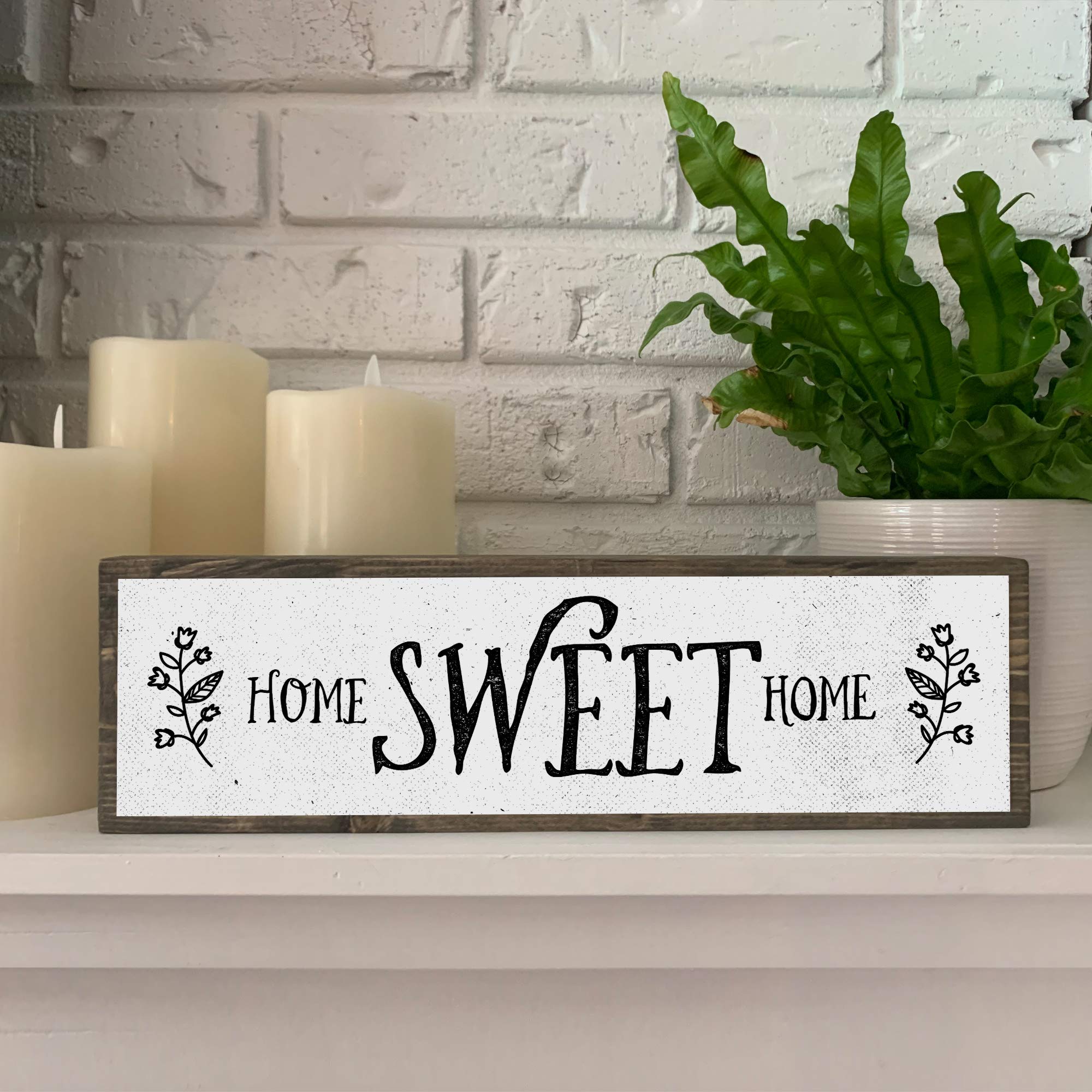 Rustic Home Sweet Home Wood Sign - Medium Size Wood & Metal Wall Decor for Farmhouse, Living Room, Bedroom, Entryway