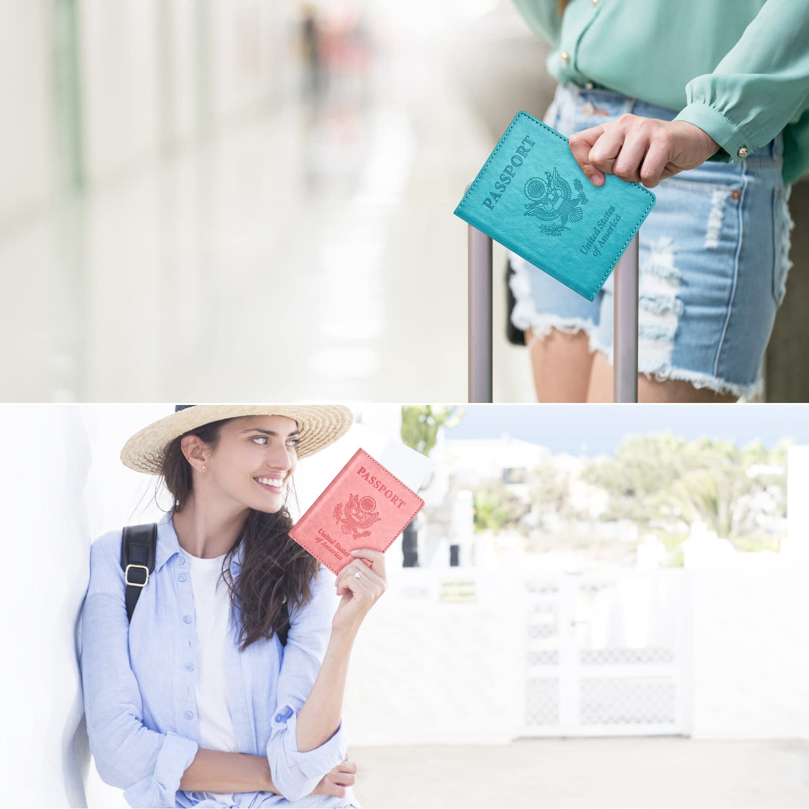 Eoehro 2-Pack RFID Blocking Passport Holder Wallet - Leather Travel Document Organizer for Women & Men | Perfect for International Flights, Vacations & Business Trips