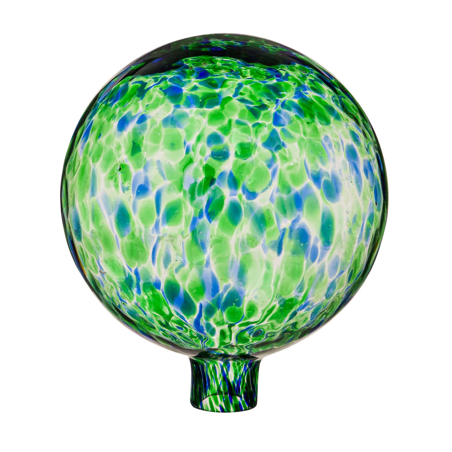 Evergreen 10-Inch Art Glass Turquoise Confetti Gazing Ball with Stand - Perfect for Garden Decor, Patio Ornament, and Outdoor Decoration