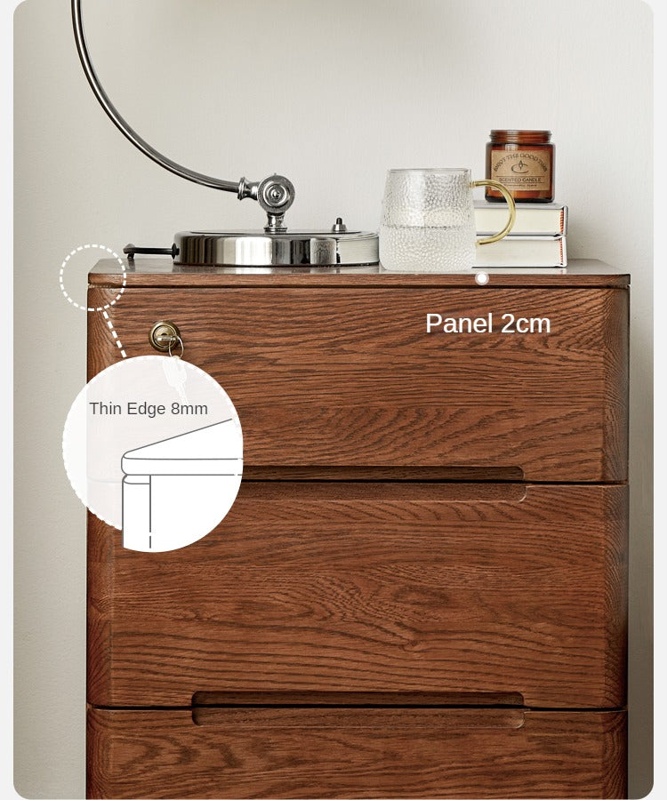 Solid Oak Wood Nightstand with Lock - Stylish and Secure Bedside Table for Bedroom Decor