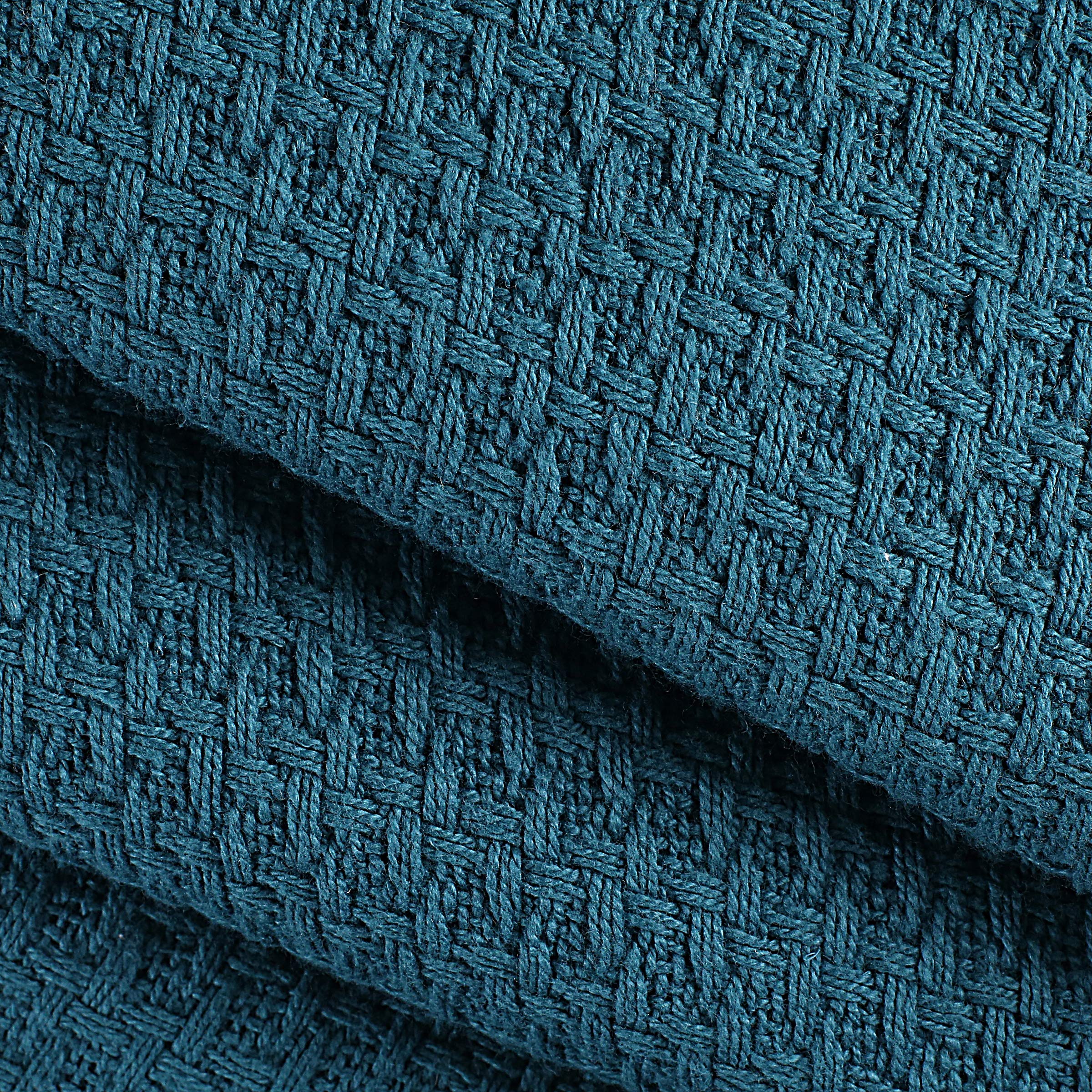 Elvana Home 100% Cotton Twin Size Thermal Blanket - Breathable All Season Bed Blanket for Layering - Soft Teal Green Blanket for Bedroom, Guest Room & Dorm Use