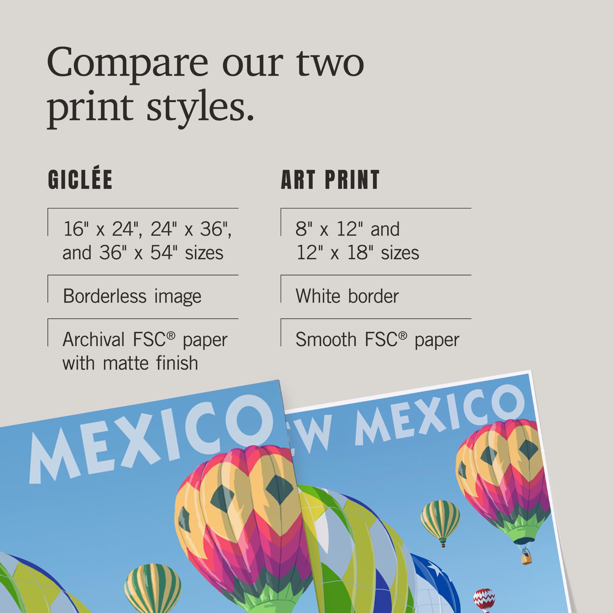 Lantern Press 16x24 Inch Giclee Print - New Mexico Hot Air Balloons Wall Art - Perfect for Home Decor, Office & Living Room