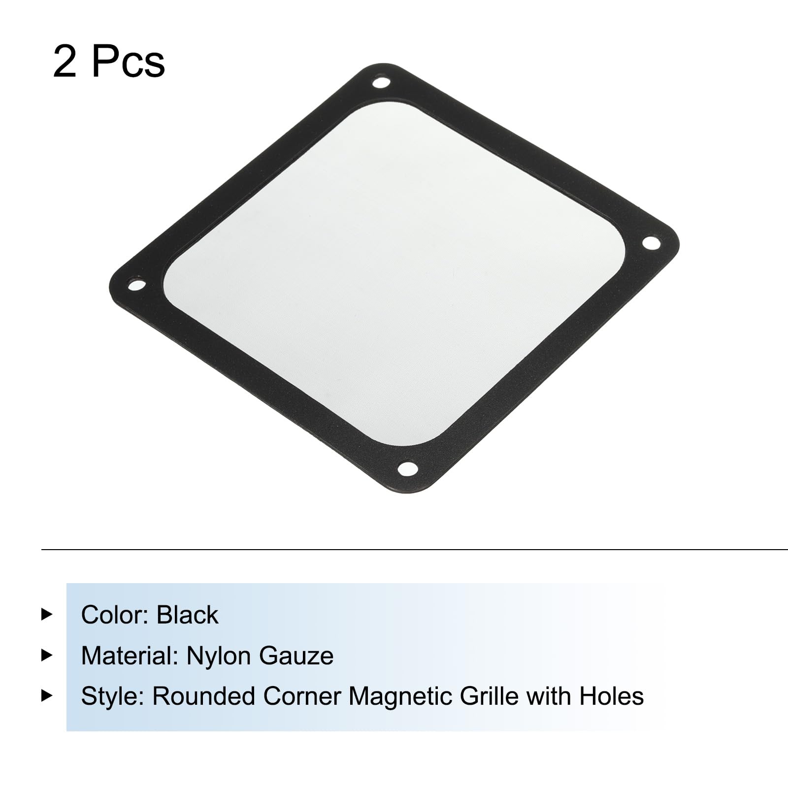 2PCS 120x120mm Magnetic PC Dust Filter - Black Nylon Mesh Cover for Computer Case, Cooler, Fan Grills & Speakers | Dustproof Protection for Gaming PC, Office Desktop & Home Theater Setup