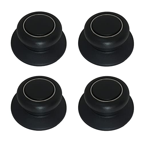 Heat Resistant Bakelite Cookware Replacement Lid Knob - Universal Kitchen Pot Lid Handle with Silver Lining (4-Pack) - Perfect for Stovetop Cooking, Pressure Cookers & Dutch Ovens