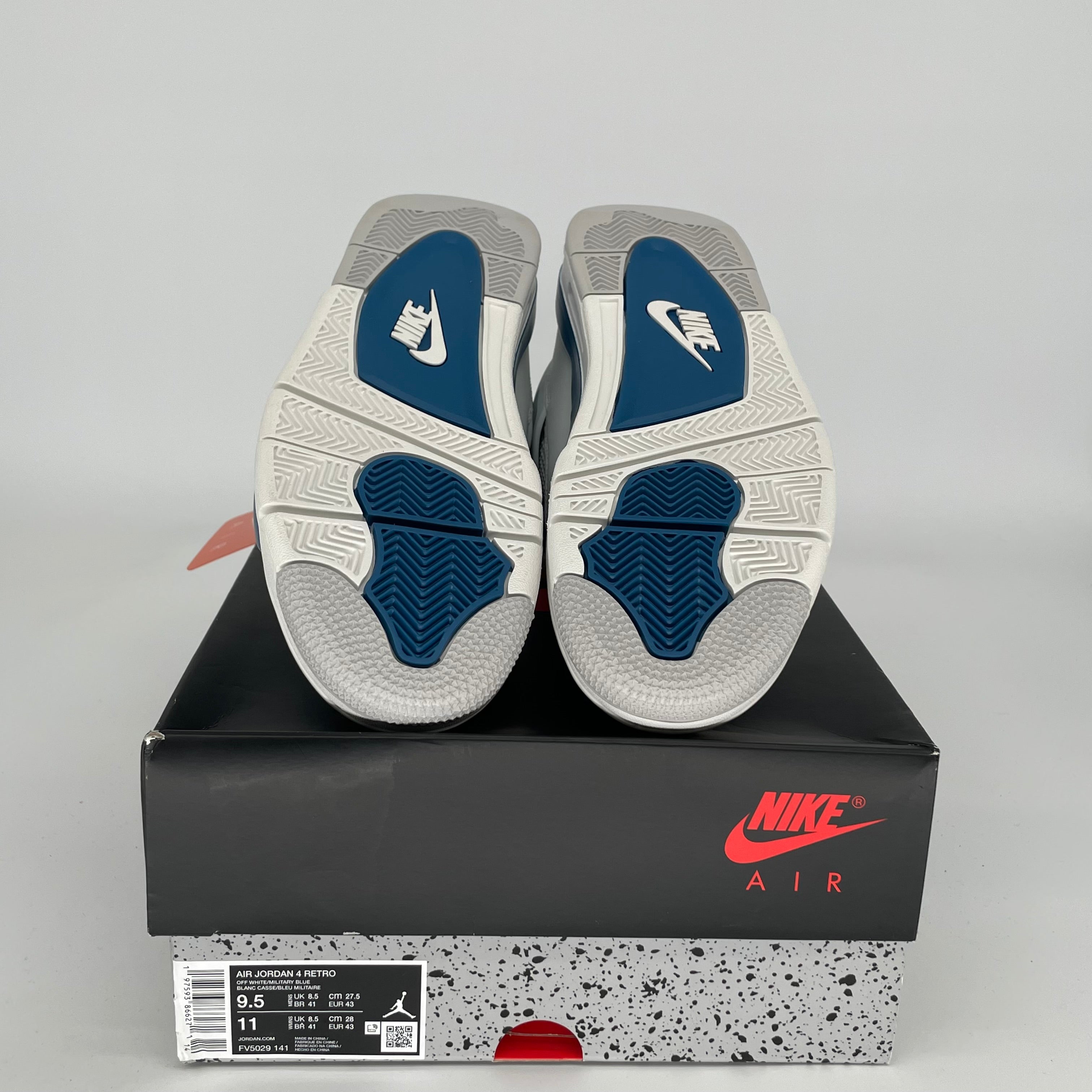 AIR JORDAN 4 MILITARY BLUE MEN'S SNEAKERS SIZE 9.5 - FV5029-141 | Retro Basketball Shoes for Casual Wear & Street Style