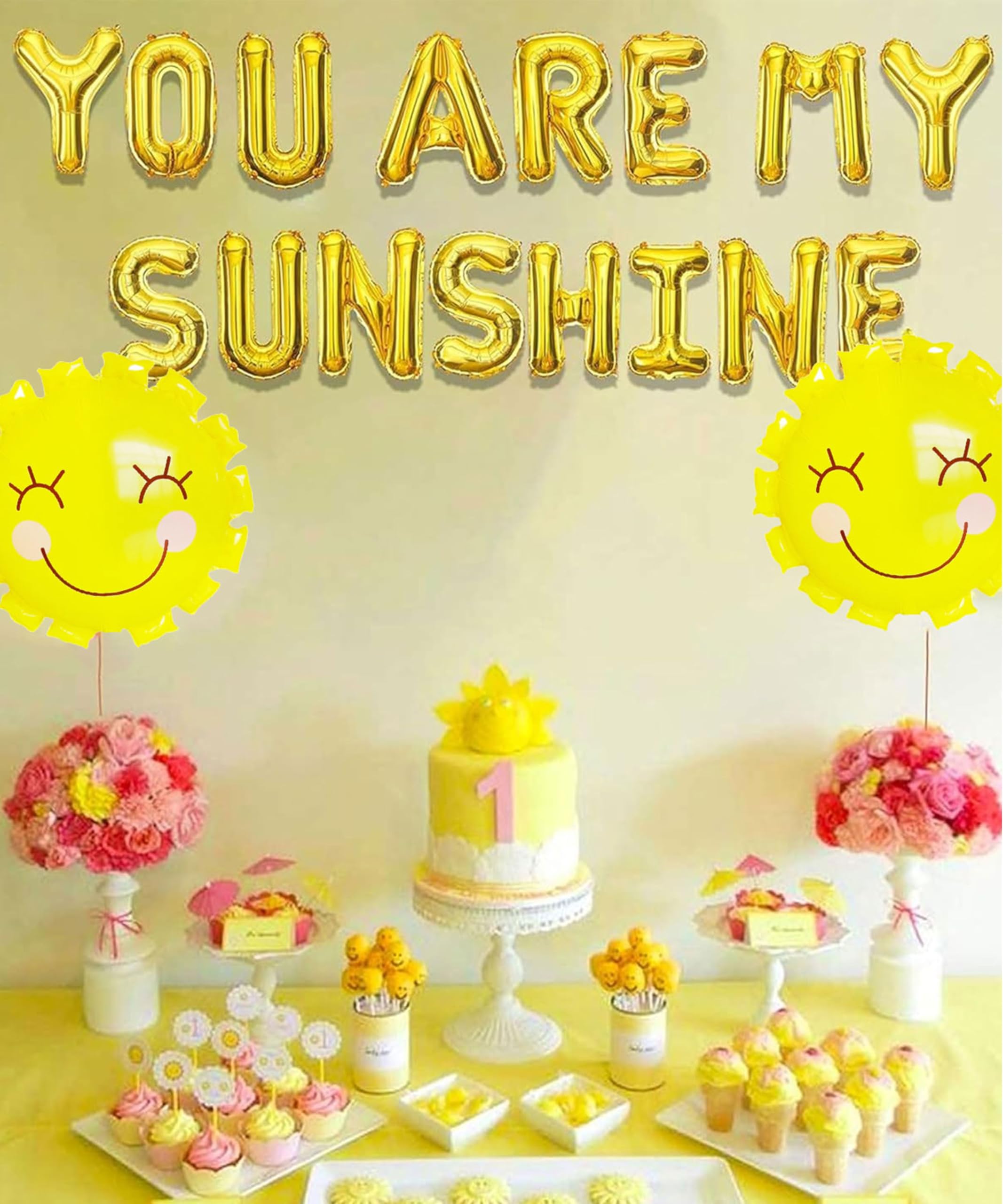 JeVenis You Are My Sunshine Balloons & Banner Set - Yellow Sun-Themed Party Decor for Baby Showers, Kids Birthdays & Gender Reveals | Perfect for Indoor & Outdoor Celebrations
