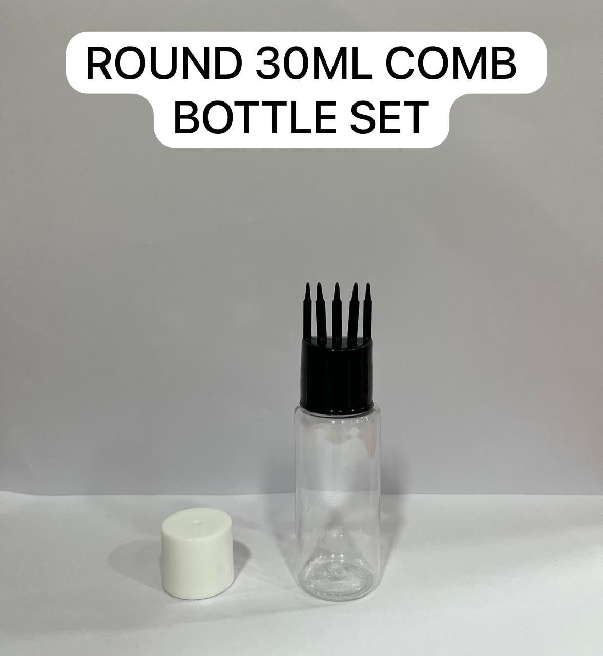 Refillable Square Transparent Hair Oil Applicator Bottles with Comb Cap - 6-Piece Set (2x30ml, 2x50ml, 2x100ml) for Scalp Treatment & Hair Care at Home or Salon