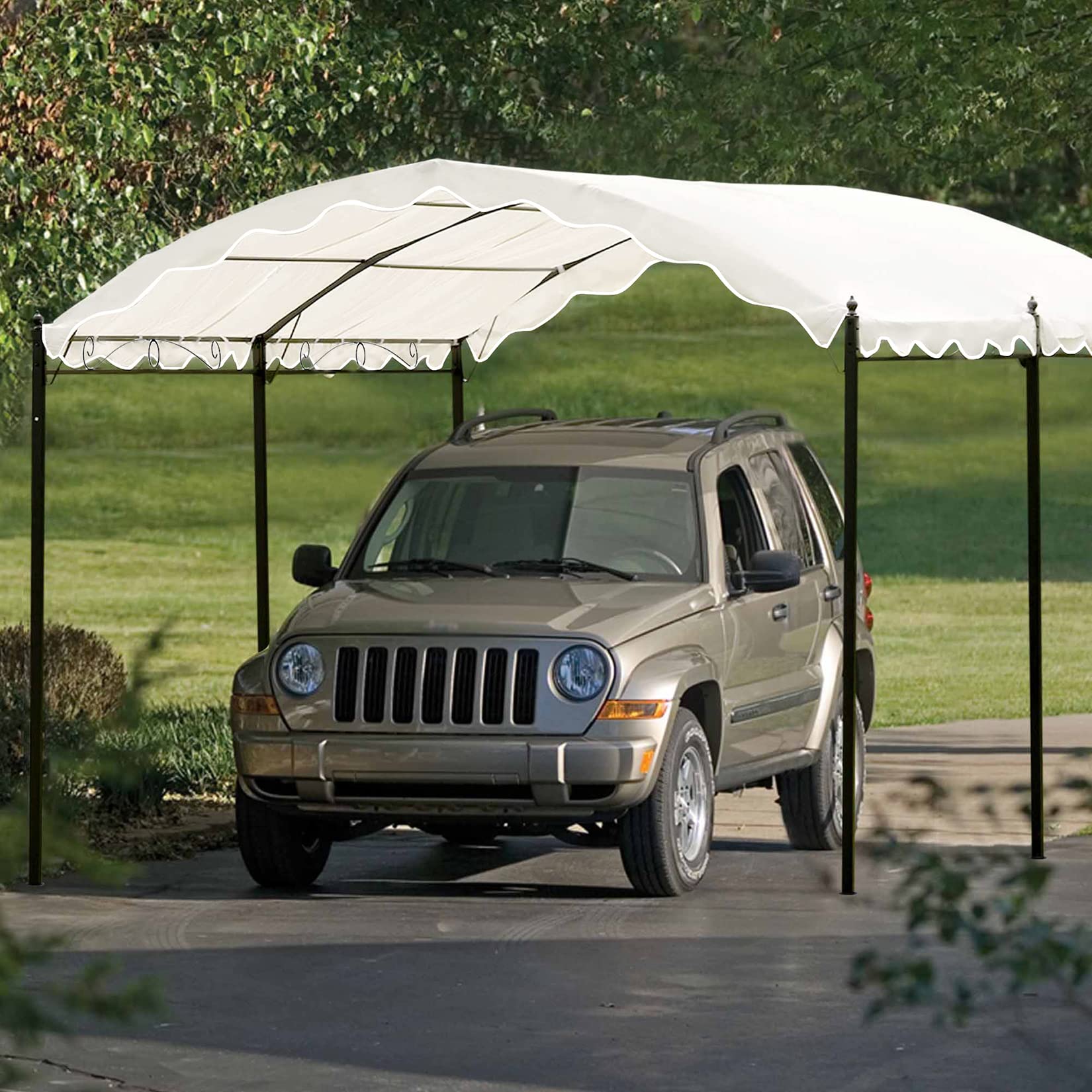 13 x 8.4 ft White Outdoor Gazebo Canopy Tent with Anchor Kit - Steel Frame Sun Shade Shelter for Patio, Garden, Carport, and Garage Storage | Perfect for Backyard Parties, Picnics, and Outdoor Events