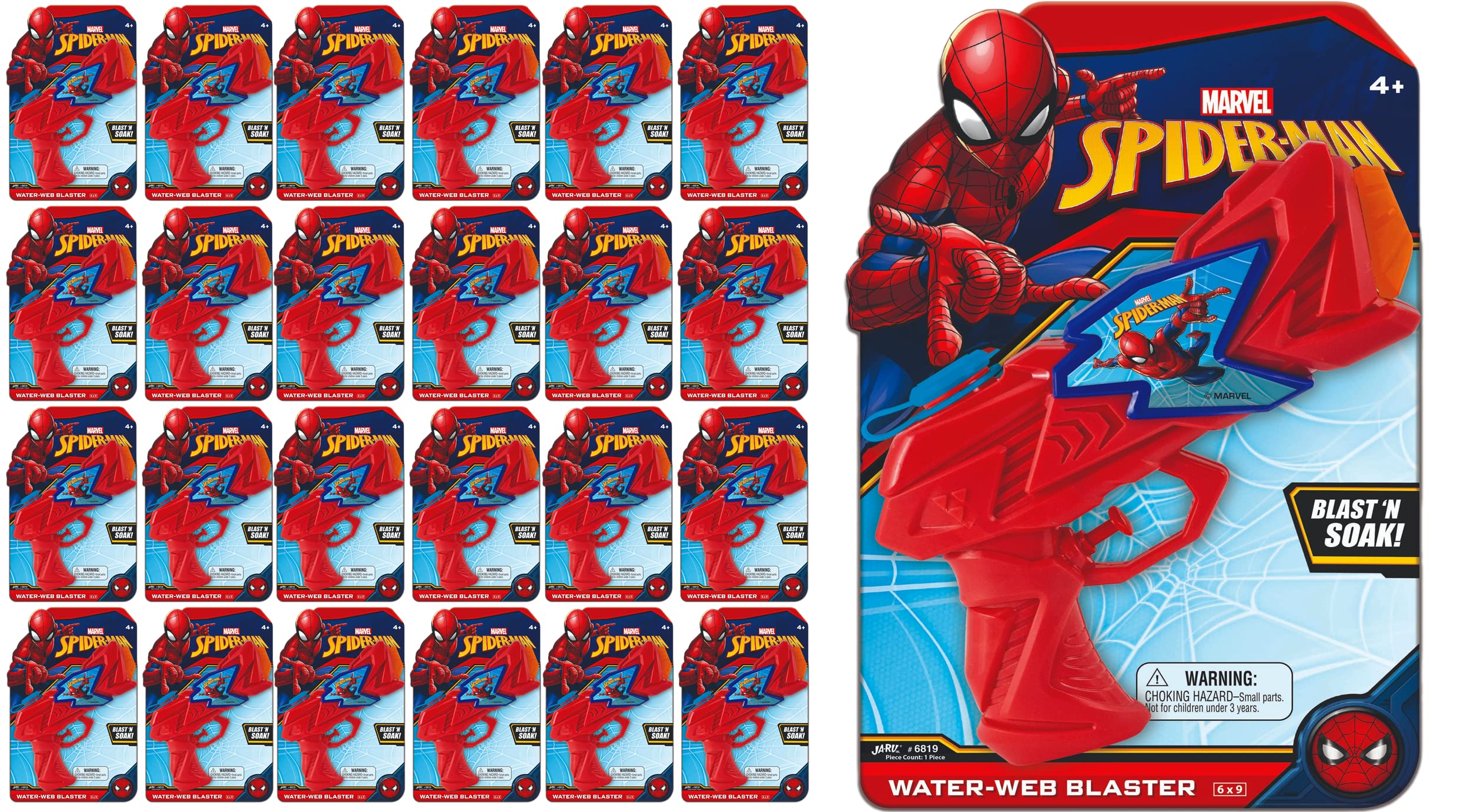 Marvel Spider-Man Water Blaster Toy Set - 24 Pack Red & Blue Superhero Water Guns for Kids & Adults - Fun Outdoor Pool Party, Beach, Summer Water Play Toys