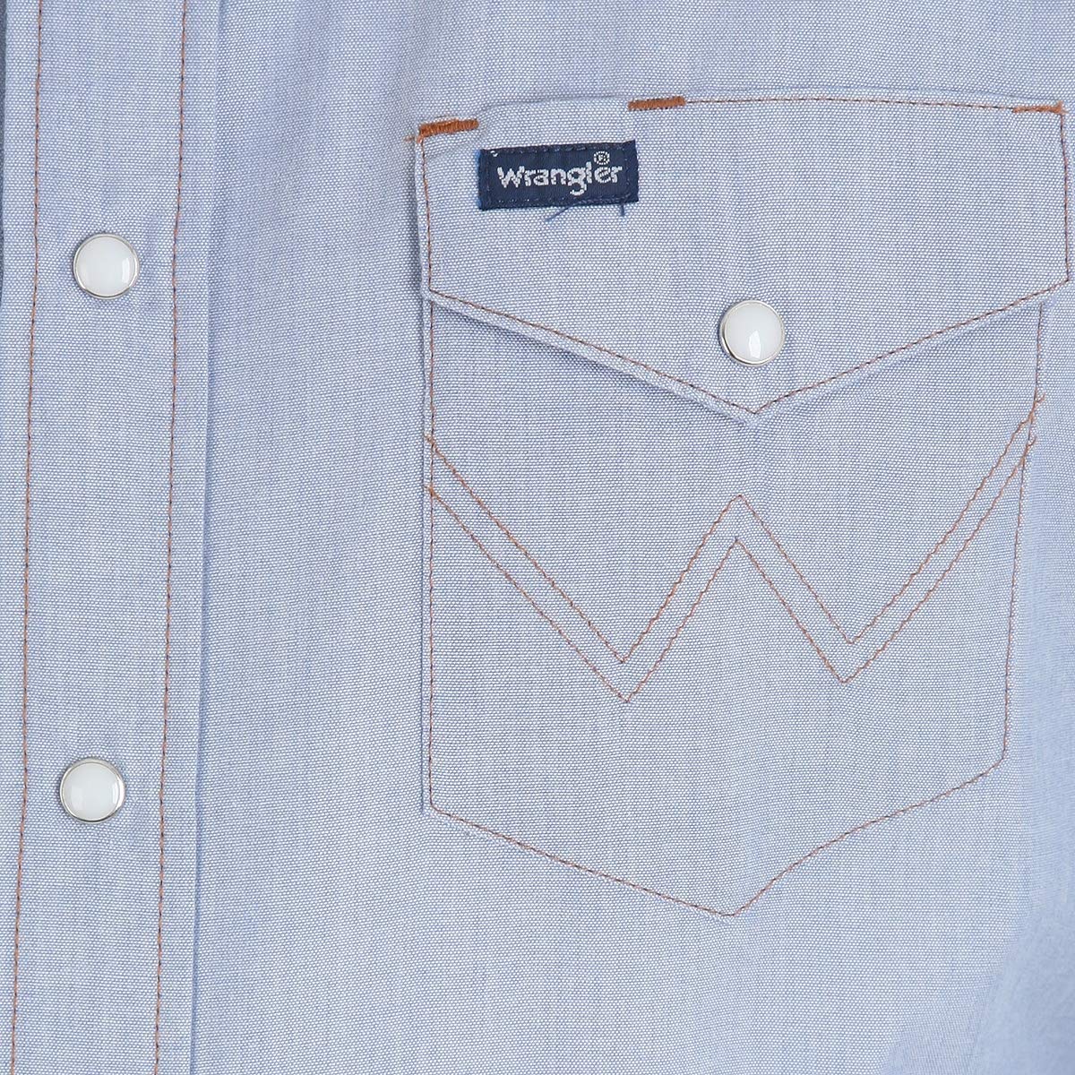 Wrangler Men's Western Work Shirt - Durable Washed Cotton Shirt for Cowboy, Ranch & Outdoor Work - Perfect for Rodeo, Farming & Casual Wear