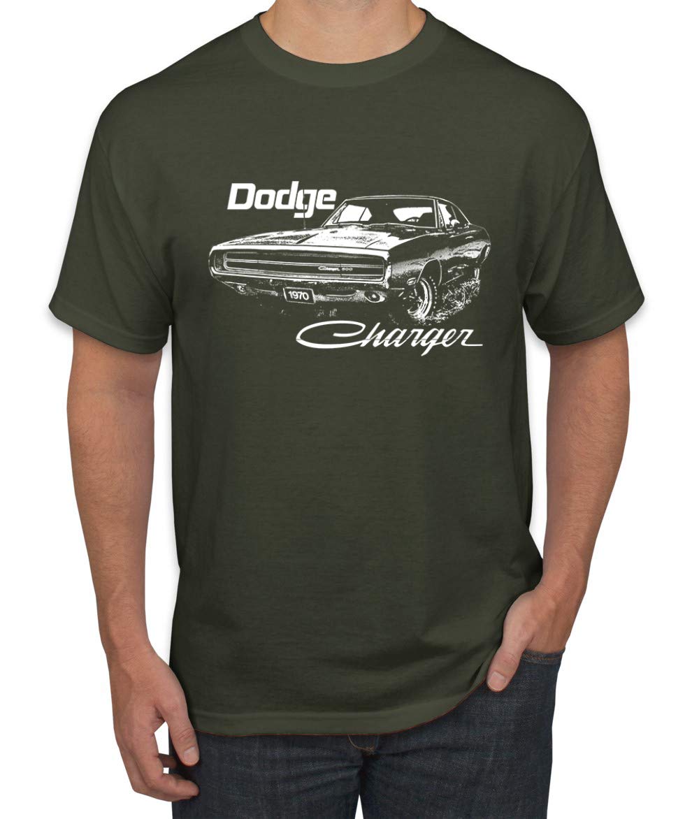 Vintage 1970 Dodge Charger Racing Graphic T-Shirt for Men - Retro White Muscle Car Design - Perfect for Car Enthusiasts, Casual Wear & Vintage Car Shows