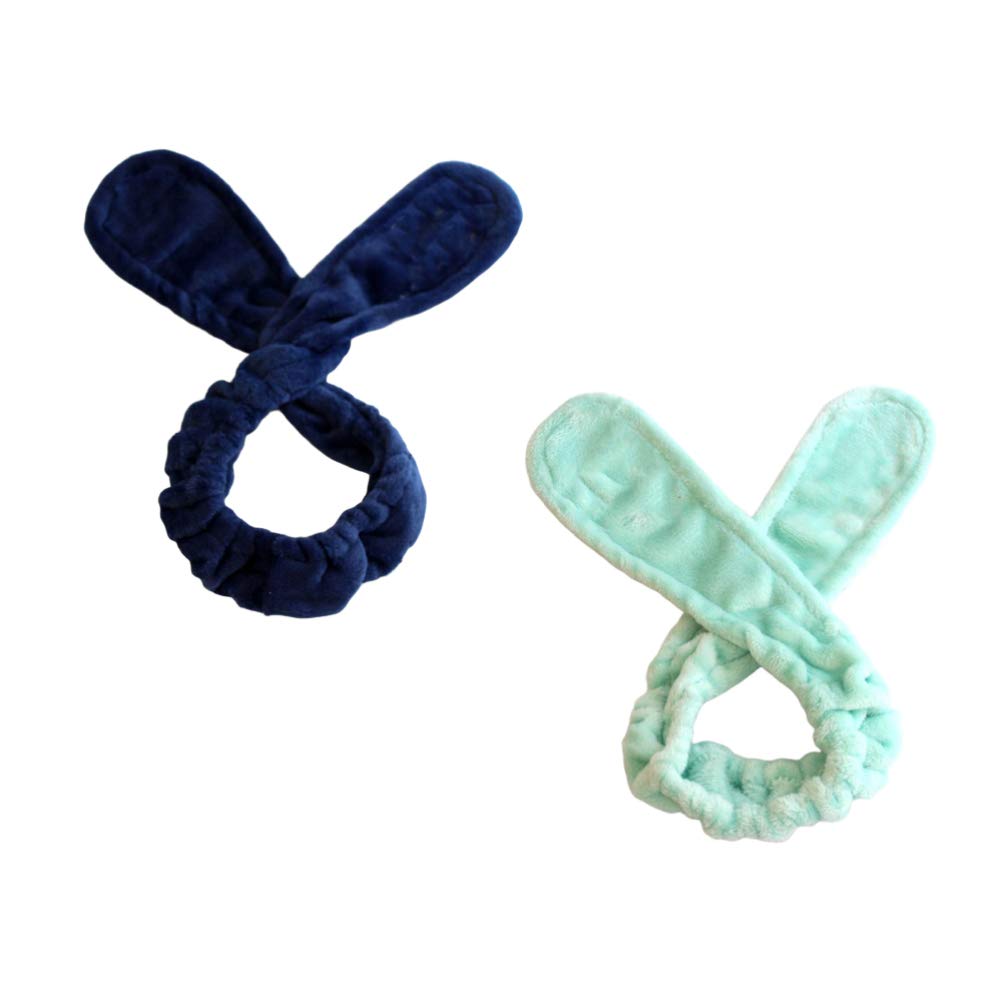 FRCOLOR 2-Pack Soft Plush Headbands for Women - Hair Ties & Face Washing Headbands, Stretchable Hair Wrap for Skincare, Shower, Spa, Gym, and Easter Party Accessories (Cute Floral Design)