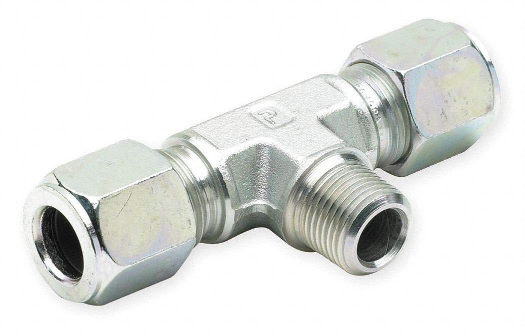 Parker 316 Stainless Steel Compression x MNPT Male Branch Tee Fitting, 1/4