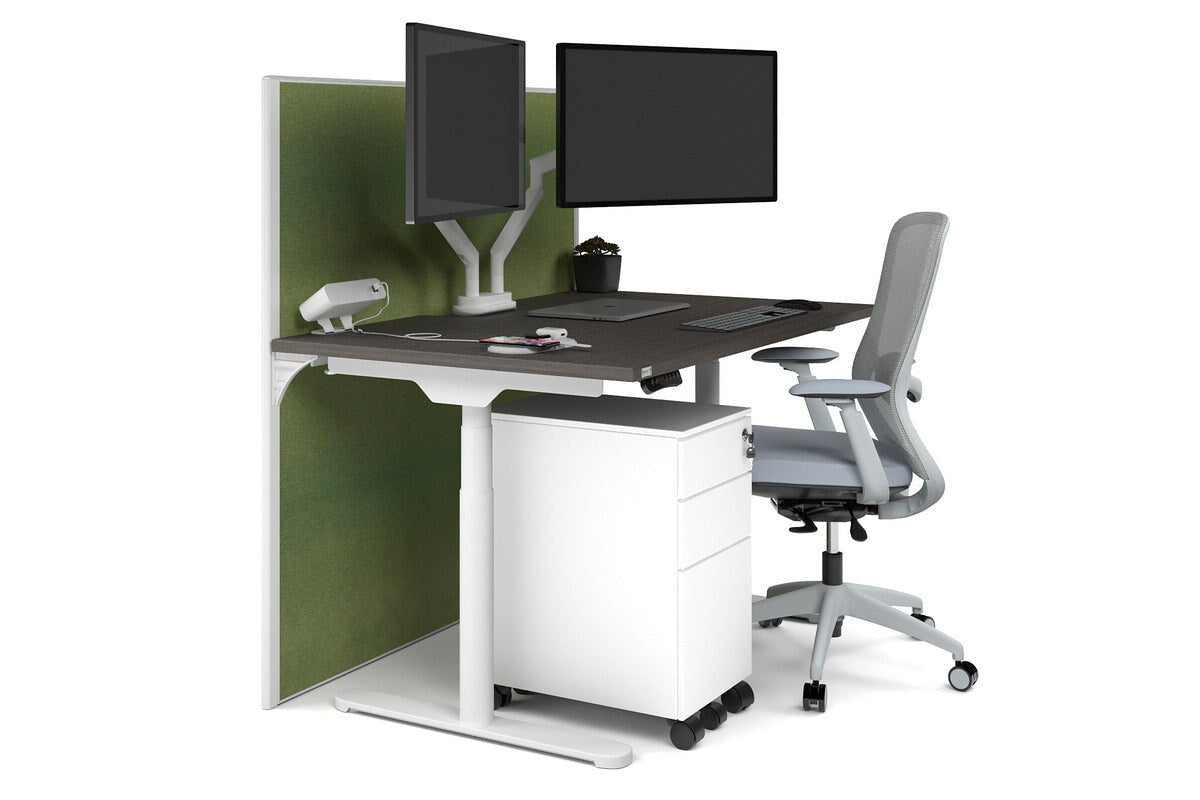 Flexi Premium Height Adjustable Single Workstation Desk - 1200L x 800W with Cable Management Scallop | Ergonomic Standing Desk for Home Office & Workspace