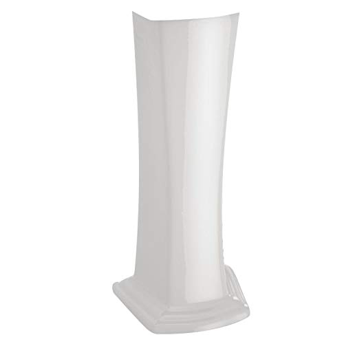 Clayton Pedestal Bathroom Sink - White Porcelain Finish | Modern Farmhouse Vanity Basin for Powder Room & Guest Bath Decor