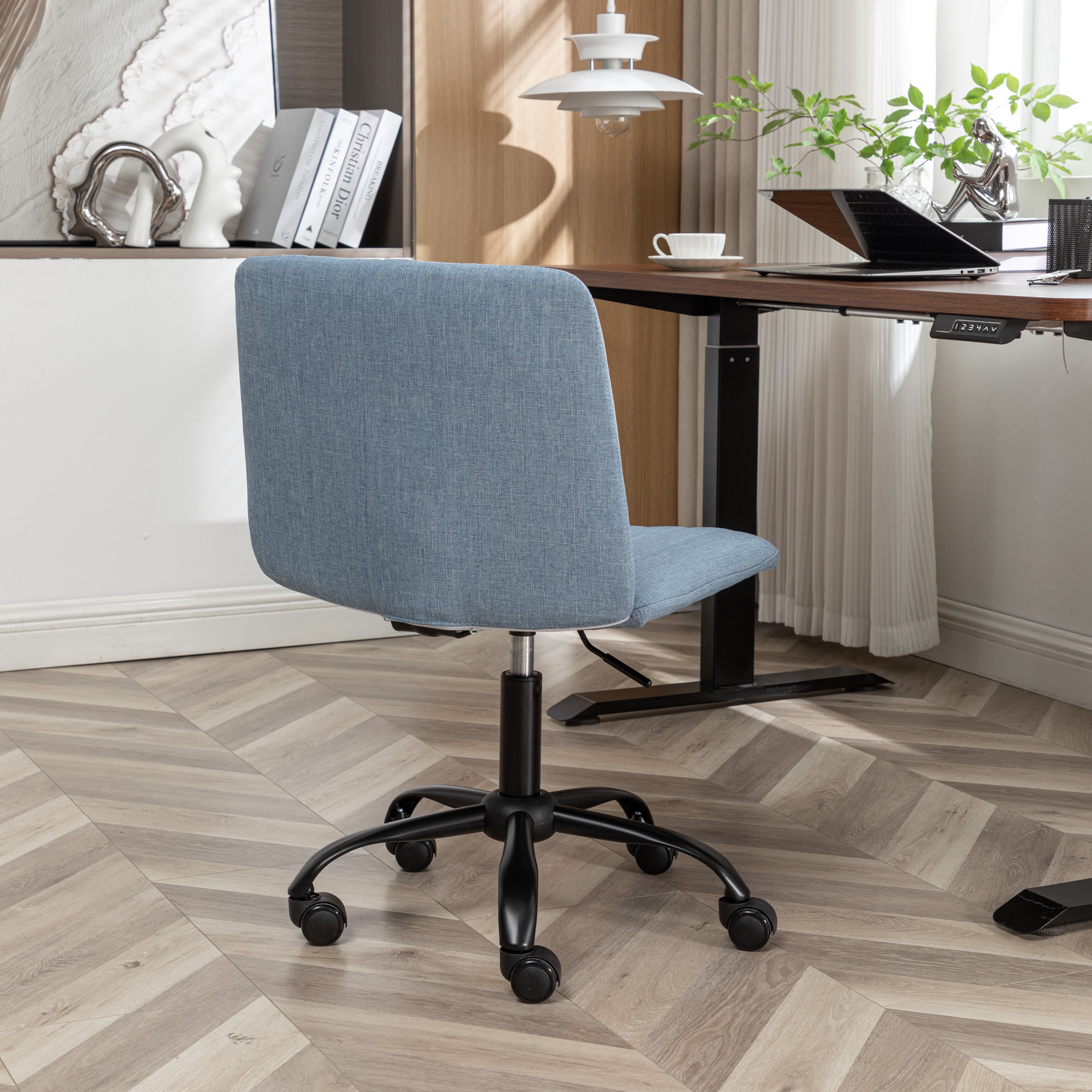 Roundhill Furniture Masar Fabric Swivel Office Chair - Ergonomic Desk Chair with Adjustable Height & Lumbar Support for Home & Office Workspace