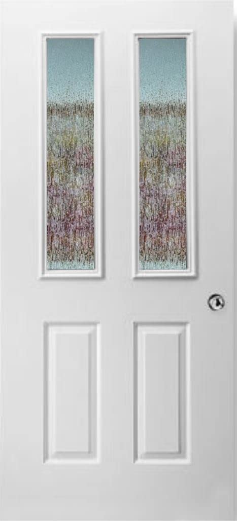 8 x 36 Entry Door Privacy Glass Insert with Rain Design - Frosted Glass Panel for Front Doors, Patio & Bathroom Windows - Enhances Security & Natural Light