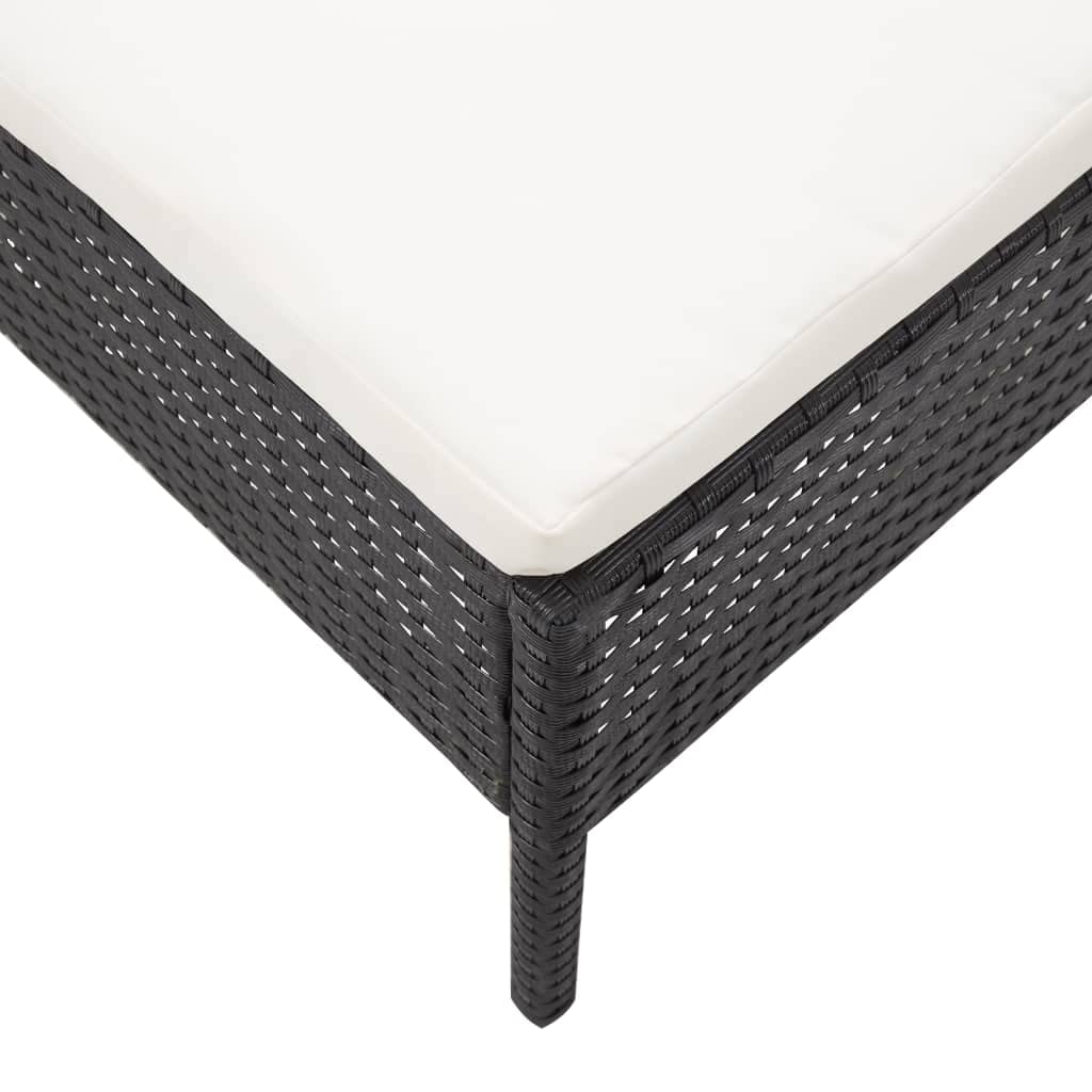 vidaXL 3-Piece Patio Lounge Set with Cushions - Black & Cream White Outdoor Furniture - Durable Poly Rattan & Powder-Coated Steel Frame - Perfect for Backyard, Poolside & Garden Relaxation