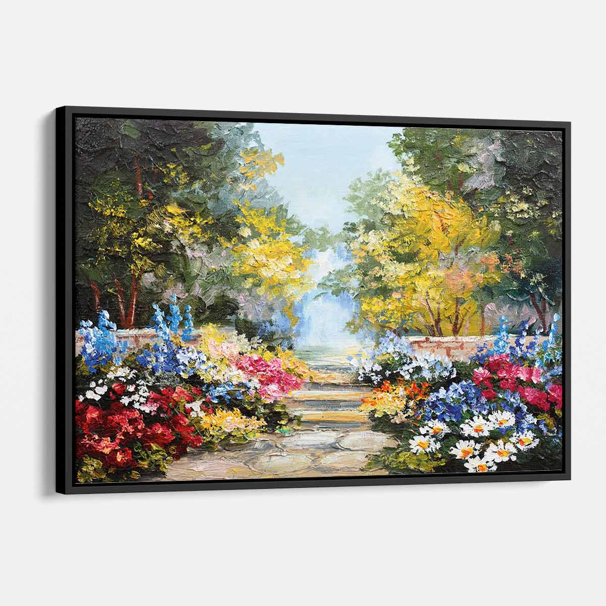 Vibrant Multi-Color Floral Canvas Wall Art - Handmade Flower Garden Painting for Living Room, Bedroom & Office Decor (0429)