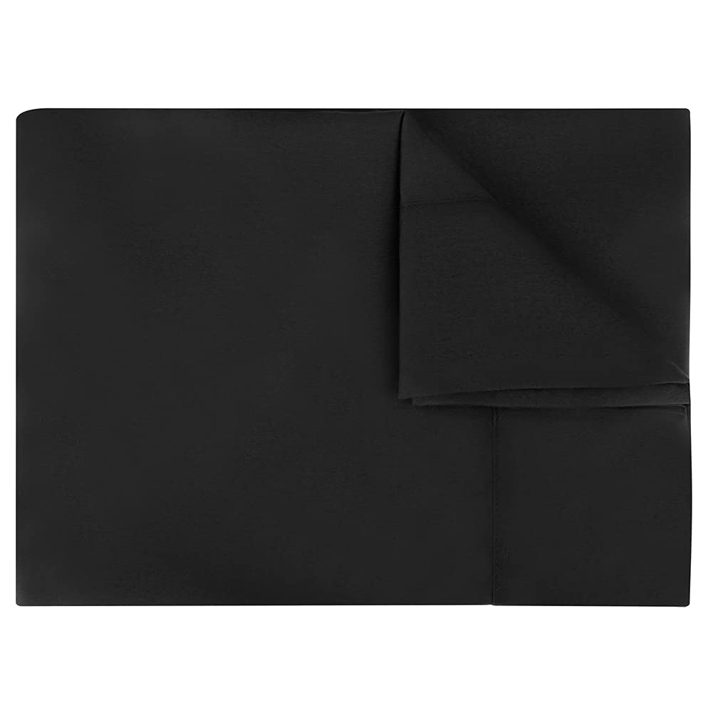 Premium Microfiber Breathable Flat Bed Sheets - Ultra Soft, Wrinkle Resistant & Double Brushed for Twin/Full/Queen/King Size Beds - Machine Washable (Black, Full) - Perfect for Home, Hotel & Guest Room Comfort
