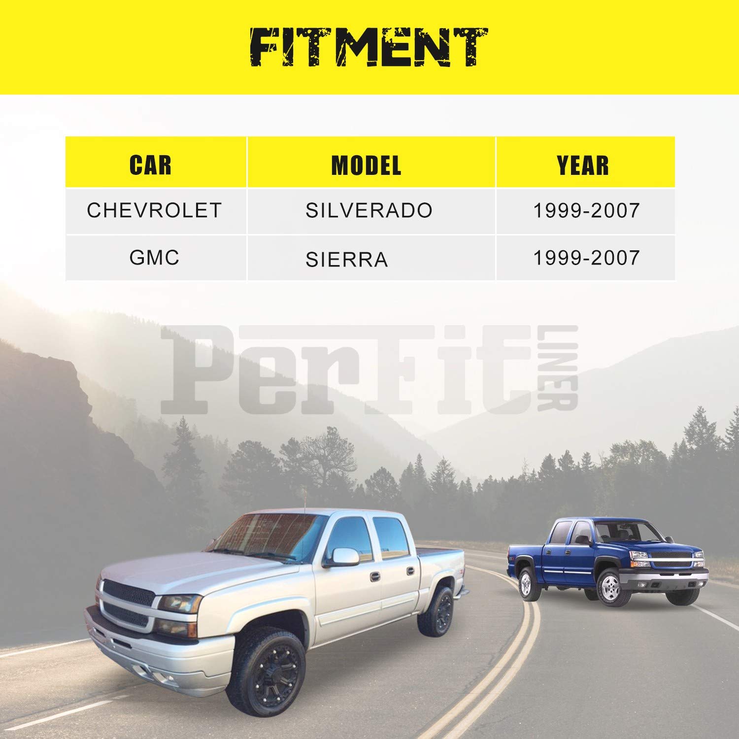 Perfit Liner Rear Silver Step Bumper Assembly for 1999-2007 Chevy Silverado & GMC Sierra 1500/2500 HD | GM1103124 Replacement | Durable Truck Bumper for Off-Road & Towing