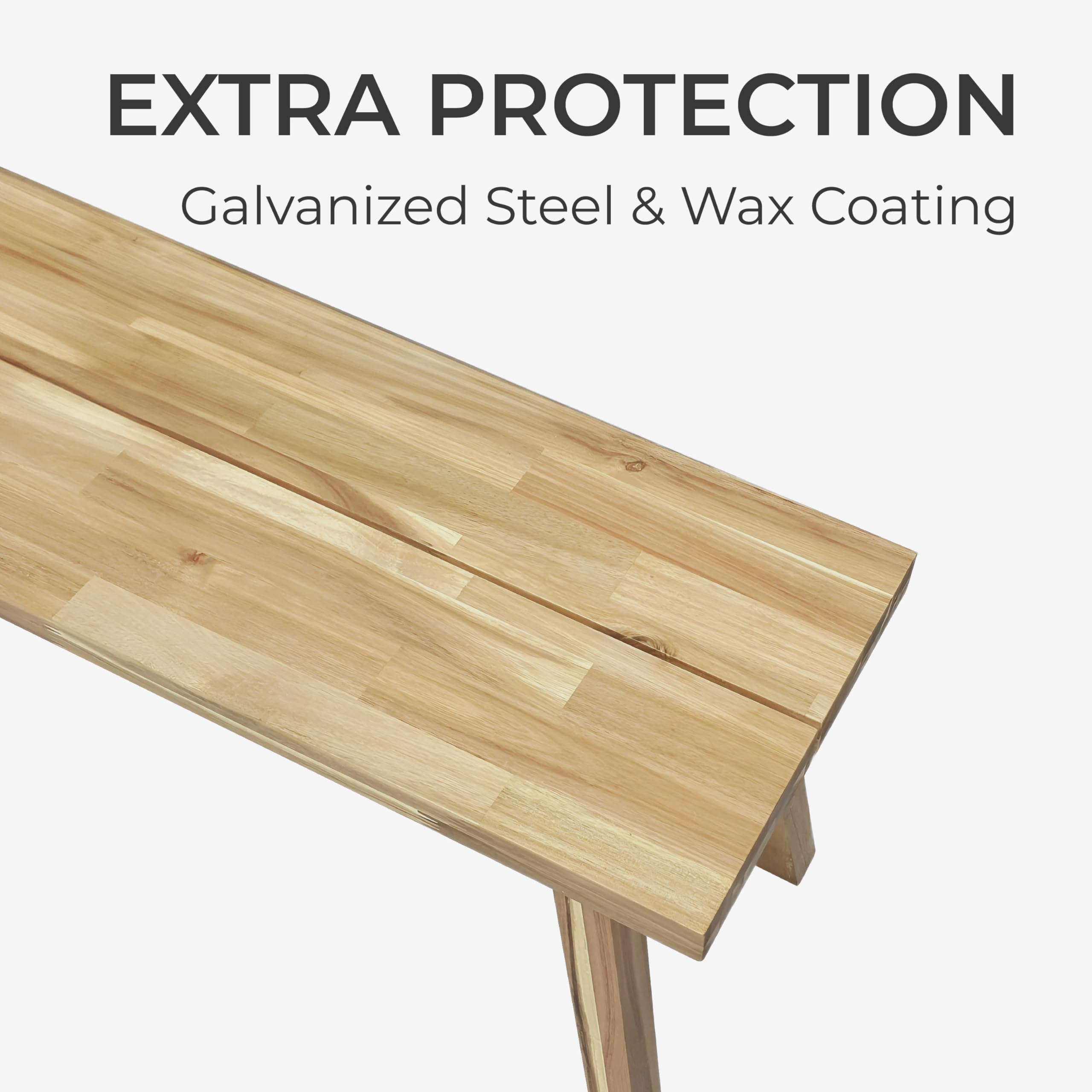 **Solid Acacia Wood Backless Bench with Wax Galvanized Finish - Easy Assembly End Table & Wooden Bench for Dining Room, Entryway, Indoor Decor (47 Inches) - Perfect for Plants, Seating & Stylish Home Furnishing**