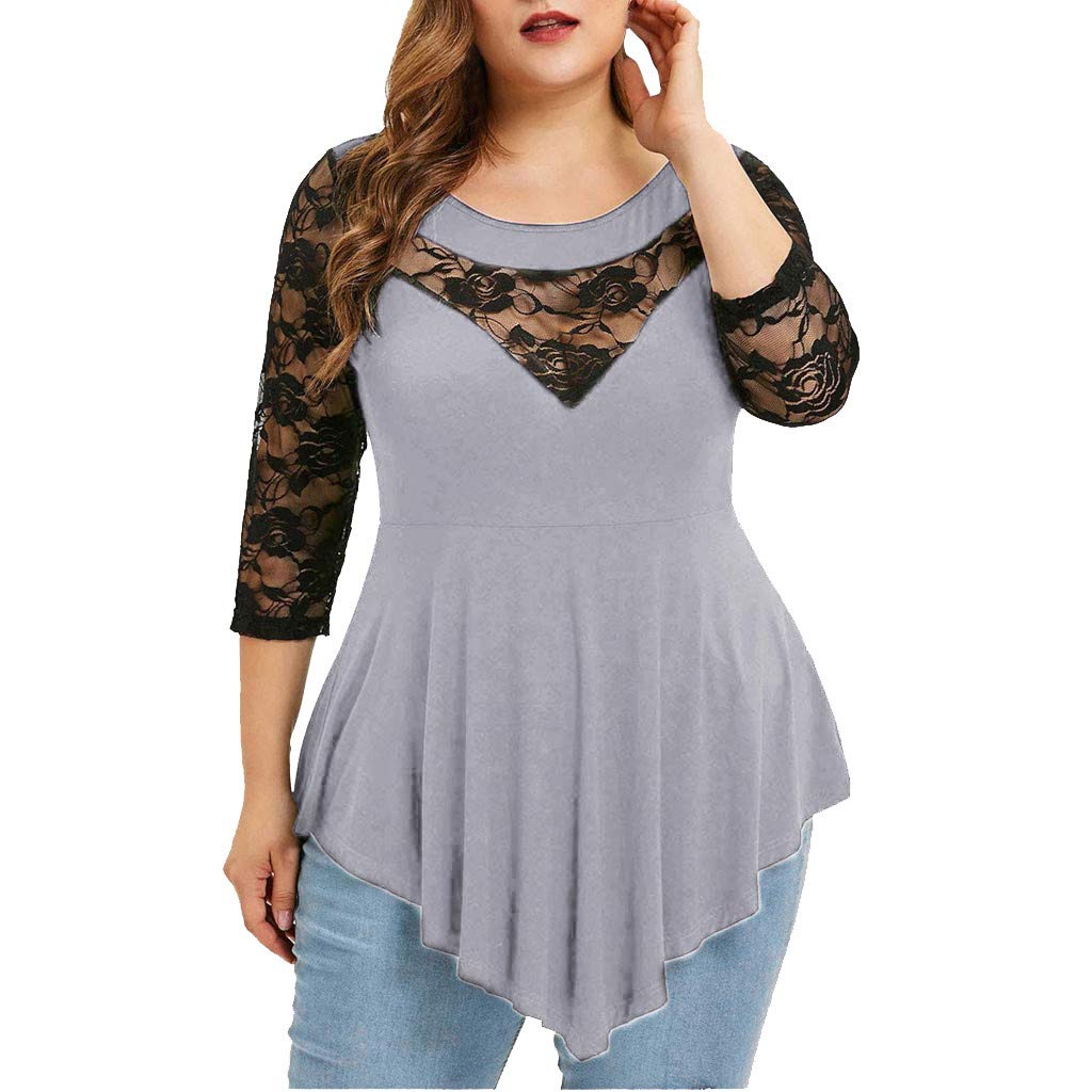 Elegant Lace Blouse for Women - Flowy Crewneck Tunic Top for Western Style & Office Wear