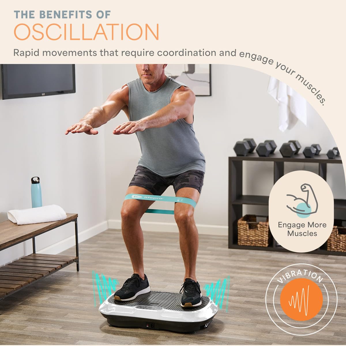 Lifepro Waver Vibration Plate Exercise Machine - High-Intensity Whole Body Vibration Platform with Resistance Bands for Muscle Activation, Strength Training & Weight Loss | Home Gym Equipment for Toning, Cellulite Reduction & Recovery Workouts