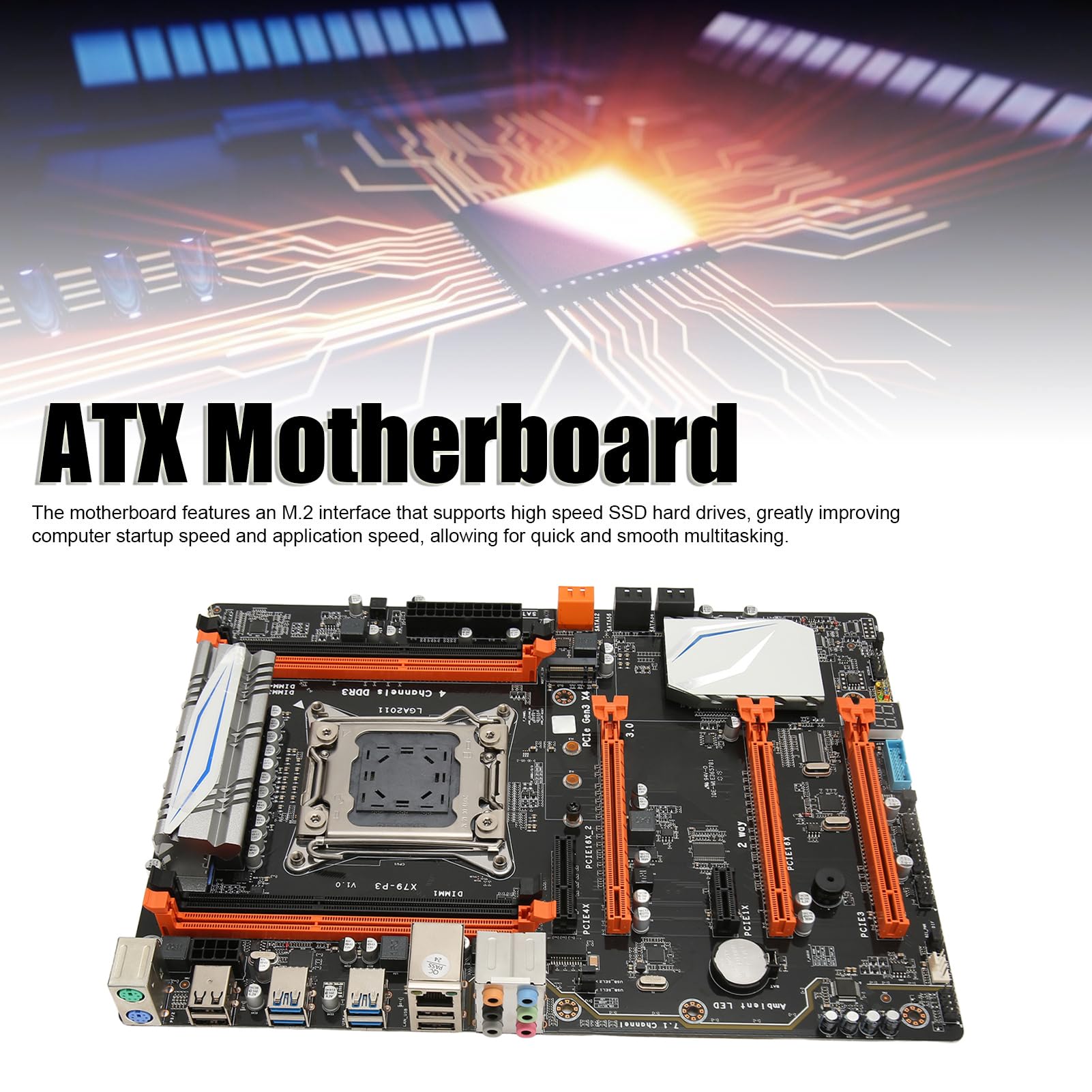 X79-P3 ATX Gaming Motherboard - LGA2011 Socket, DDR3 RAM Support (4 Slots), SATA3.0/2.0 & M.2 NVME SSD, Gigabit LAN - Perfect for PC Gaming, Workstation Builds, and High-Performance Computing