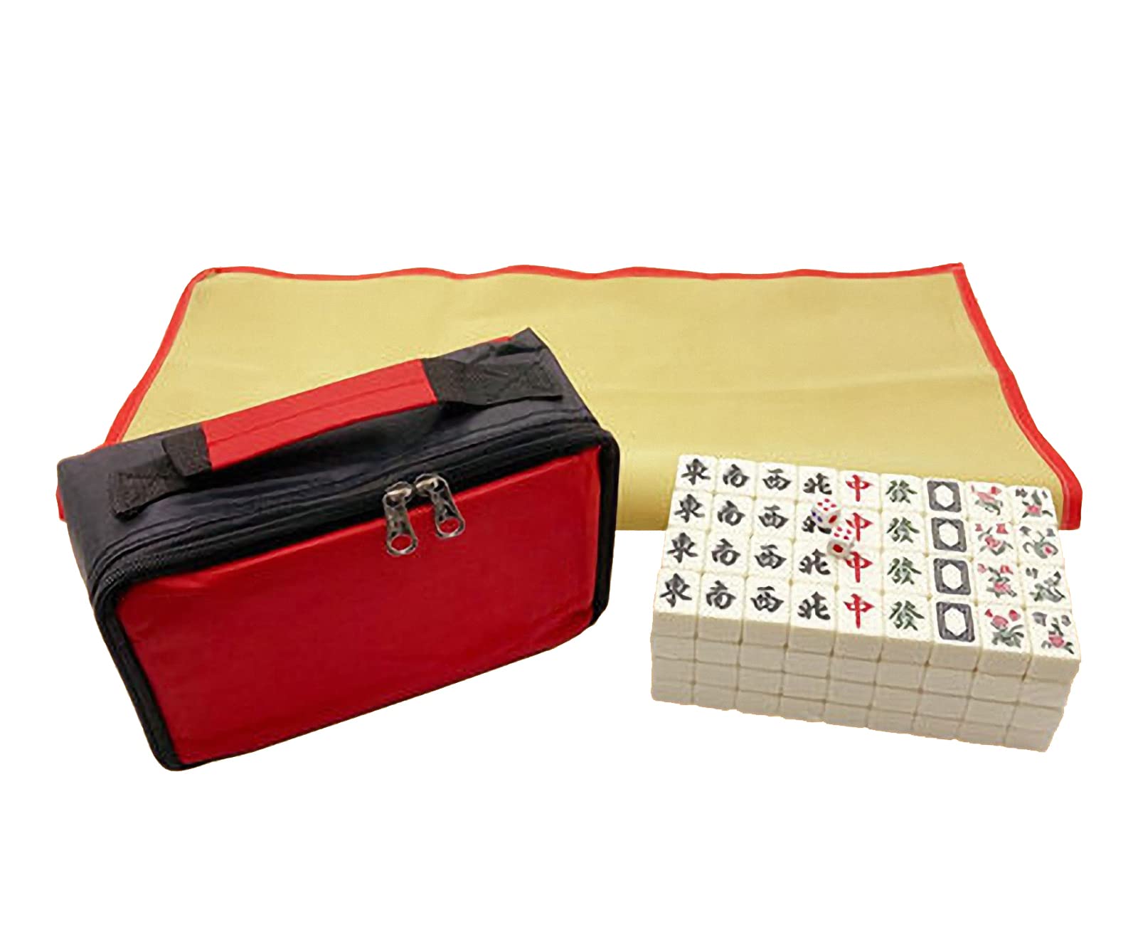 Mini Mahjong Set - Portable Traditional Chinese Travel Board Game with Storage Bag | Classic Tile Game for Family Gatherings, Parties & Game Nights