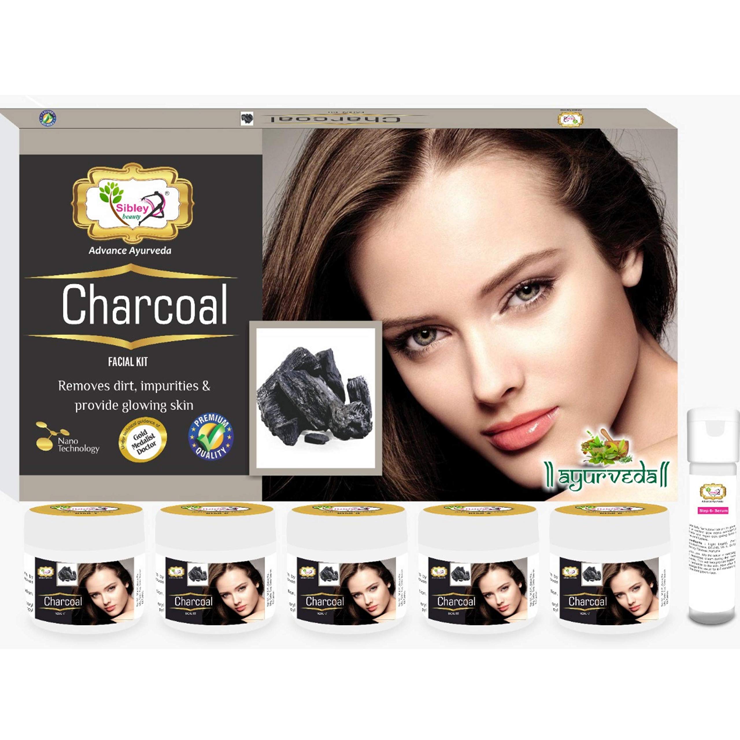 Sibley Beauty Activated Bamboo Charcoal Facial Kit with Serum (155g) - Daily Fresh Face Wash (100ml) & Haldi Chandan Skin Cream (50g) - For Men, Women & All Skin Types - Deep Cleansing & Brightening Skincare Routine for Acne & Blackheads