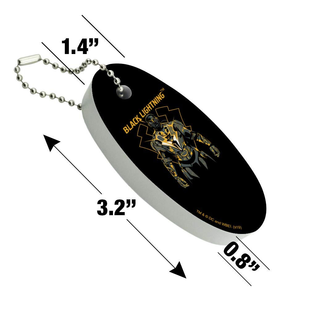 Black Lightning Graphic Floating Keychain - Oval Foam Fishing Boat Buoy Key Float for Water Sports & Outdoor Activities | Durable Waterproof Key Holder for Boating, Kayaking, Swimming