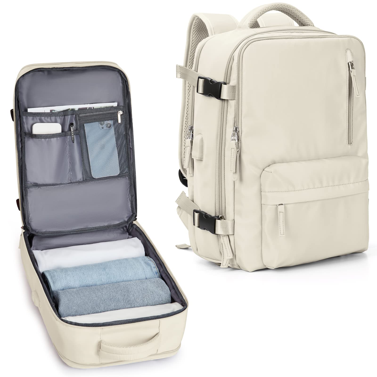 Airline Approved Carry On Backpack for Women & Men - 17 Inch Waterproof Travel Backpack with Laptop Compartment - Perfect for Business Trips, Work Commutes & Weekend Getaways