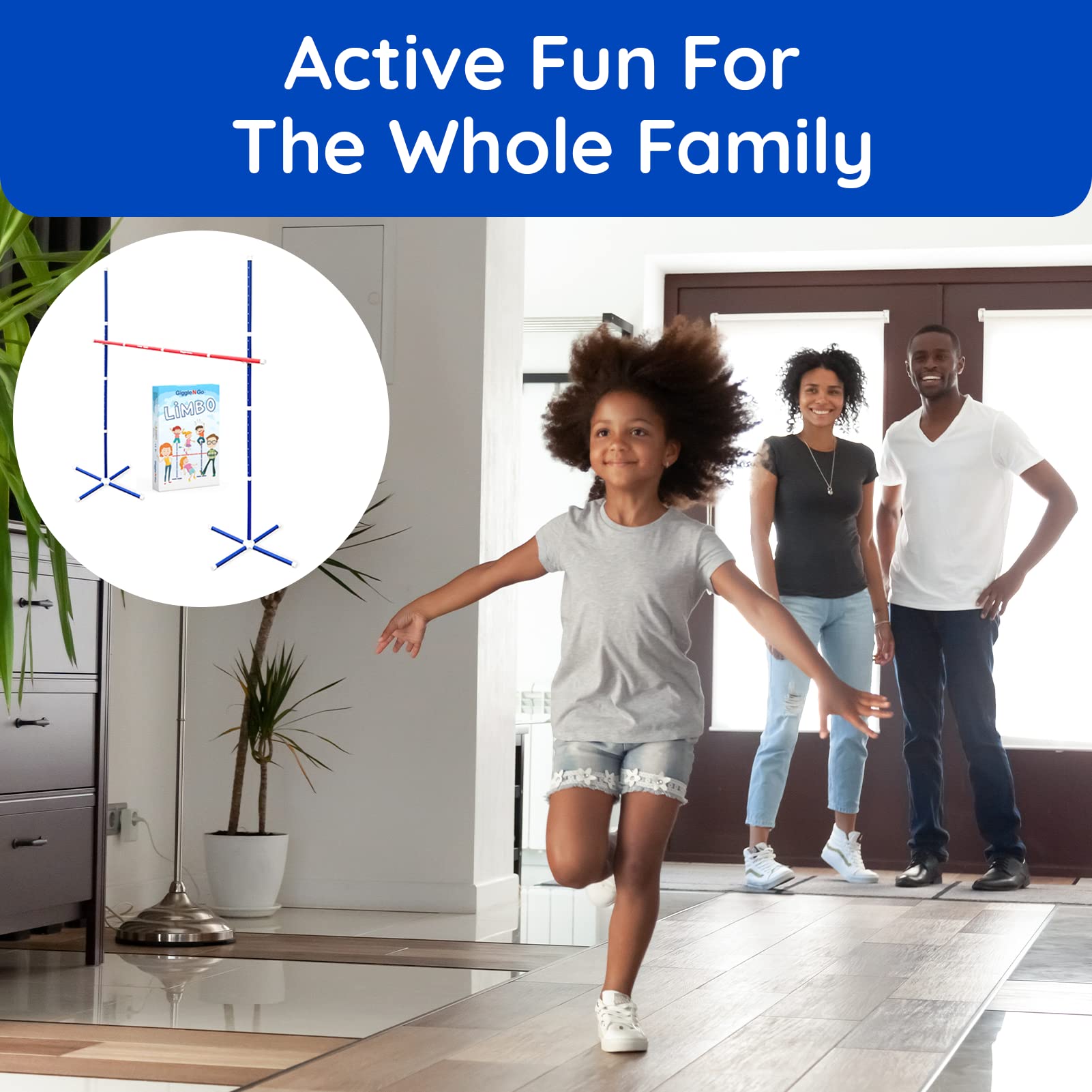 Giggle N Go Limbo Game Set for Adults & Kids - Indoor & Outdoor Party Game for Family Gatherings, Backyard Fun, Easter Basket Stuffers - Perfect for Holidays, Birthdays & Summer BBQ Events