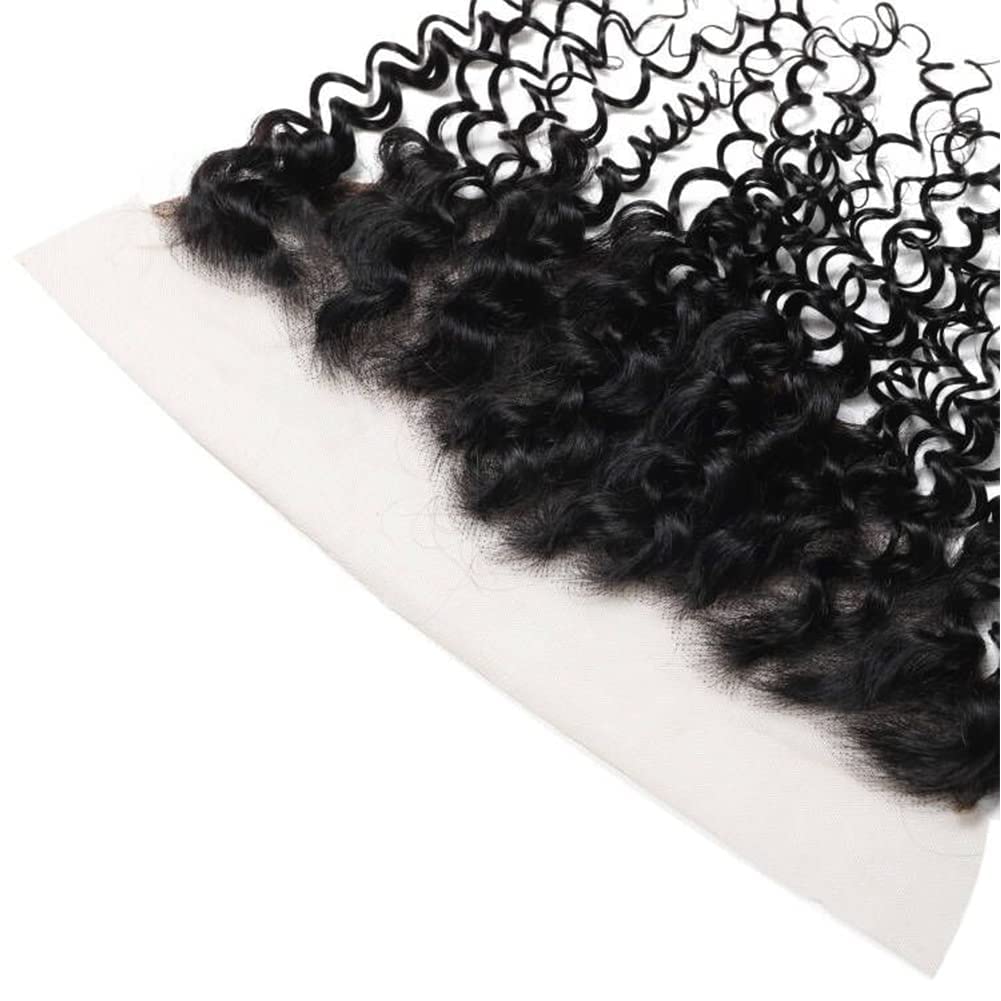 Amella Hair 8A Brazilian Virgin Curly Human Hair Weave - 100% Unprocessed 3 Bundles with Swiss Lace Frontal (14