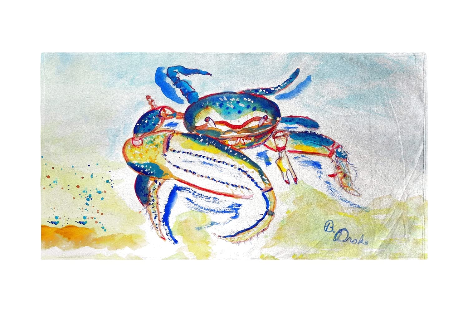 Vibrant Betsy Drake Fiddler Crab Beach Towel - Soft, Absorbent & Quick-Drying for Pool, Beach & Outdoor Adventures