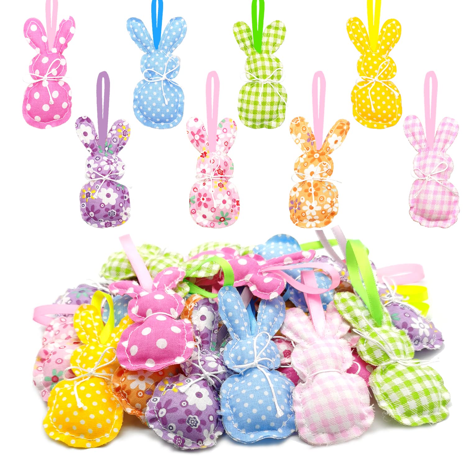 24 Pieces Easter Bunny Hanging Ornaments - Handmade Fabric Rabbit Decor for Spring, Easter, Home & Wedding - Perfect for Holiday Tree, Party, and Festive Decorations
