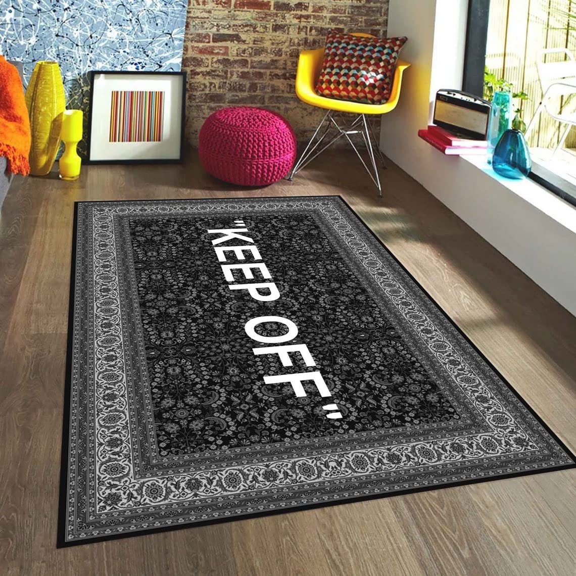 Premium Keep Off Rug - Non-Slip Living Room Carpet in Off White, Custom Hypebeast Decor (60x100cm, 1.9x3.2ft) - Perfect for Modern Home, Bedroom & Office Spaces