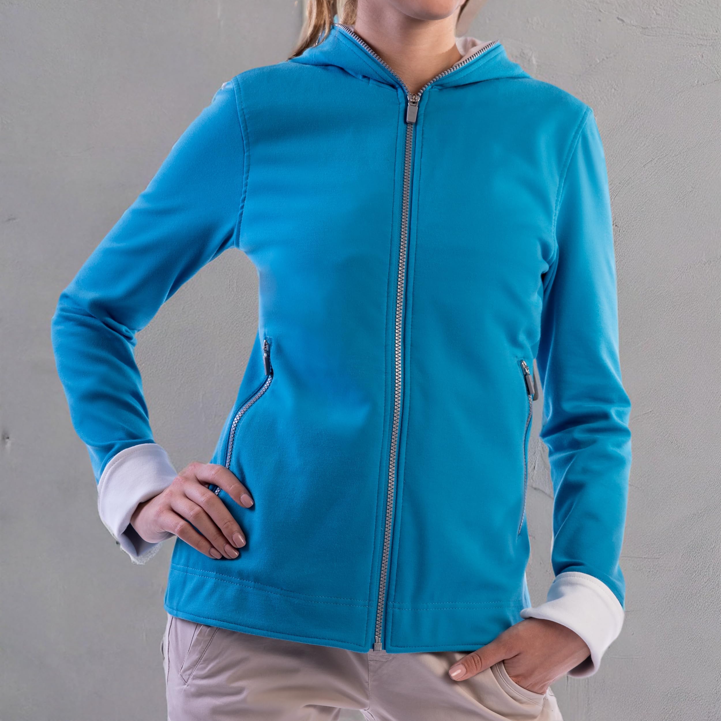 SCOTTeVEST Women's Glow Hoodie with 18 Hidden Pockets - Lightweight Zippered Sweatshirt for Travel, Hiking & Everyday Wear