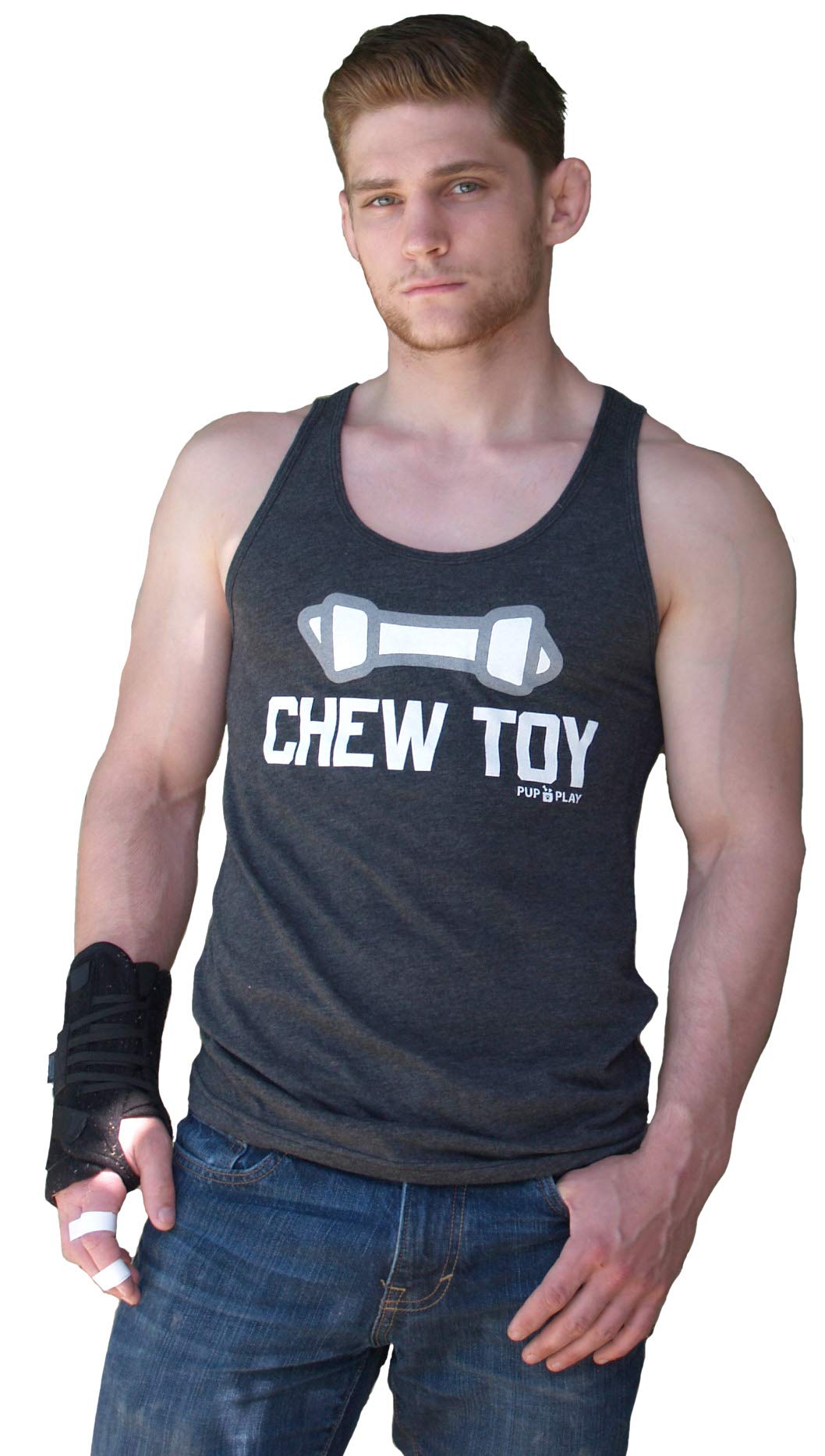 Men's Funny Chew Toy Graphic Tank Top - Comfortable Sleeveless Shirt for Dog Lovers, Gifts for Pet Owners - Perfect for Casual Wear, Dog Parks, and Pet-Themed Parties