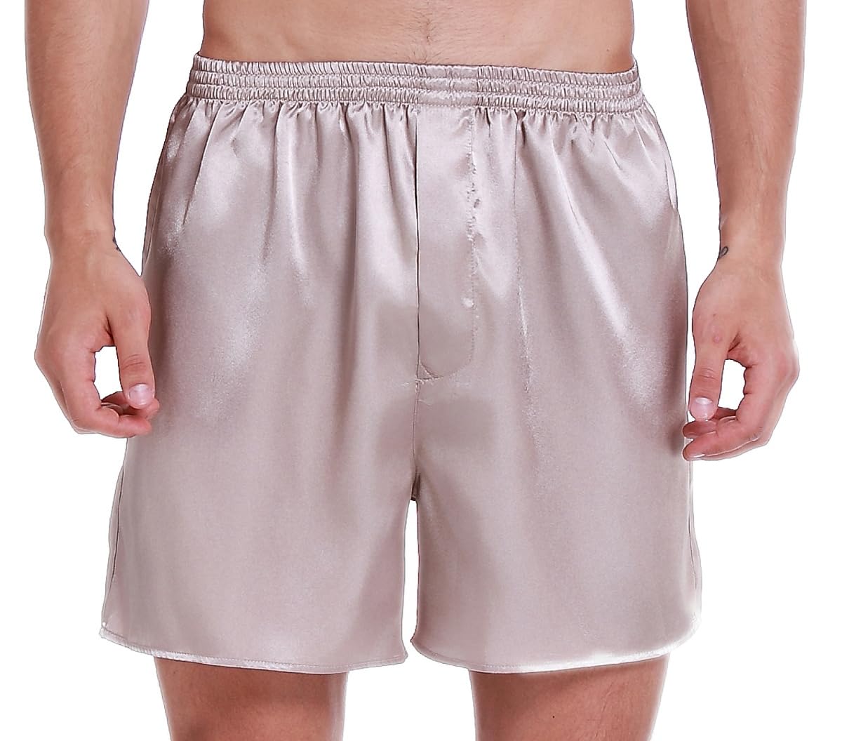 Lavenderi Men's Silk Satin Boxer Shorts - Soft Luxury Sleepwear Pajama Shorts for Comfortable Lounge & Nightwear
