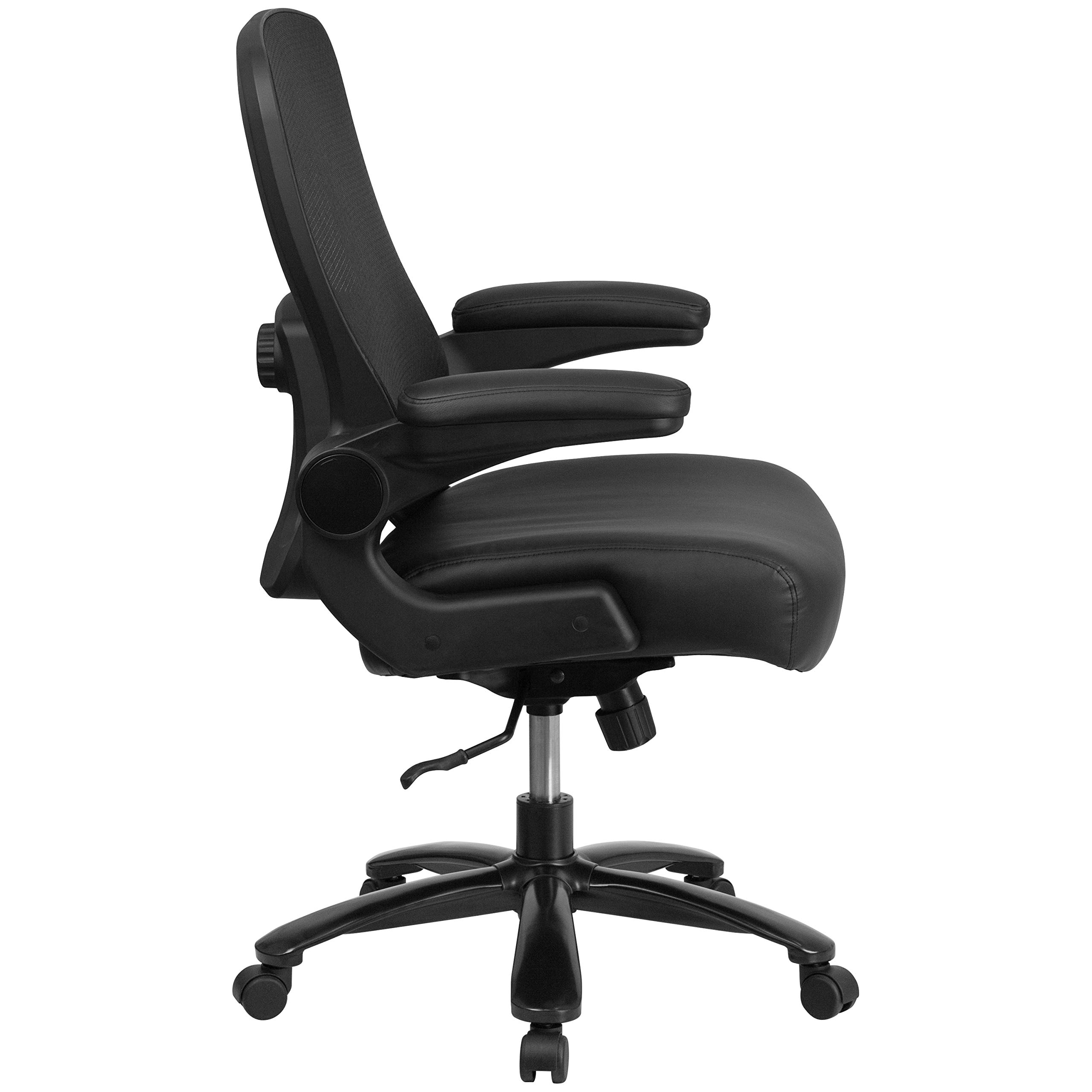 500 lb. Capacity Big & Tall Black Mesh & LeatherSoft Ergonomic Office Chair with Lumbar Support - Heavy Duty Executive Chair for Home & Office Workspaces