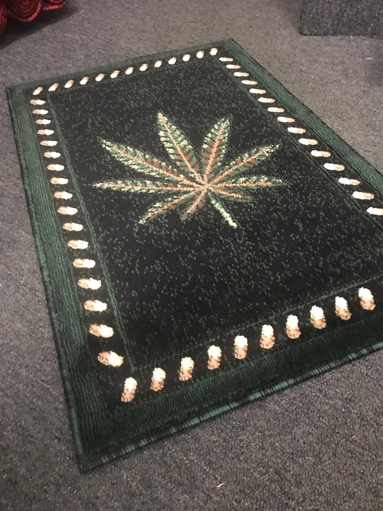 Americana Marijuana Door Mat Rug - Black & Green Design #139 (2ft x 3ft) - Non-Slip Indoor/Outdoor Welcome Mat for Porch, Patio, or Front Door