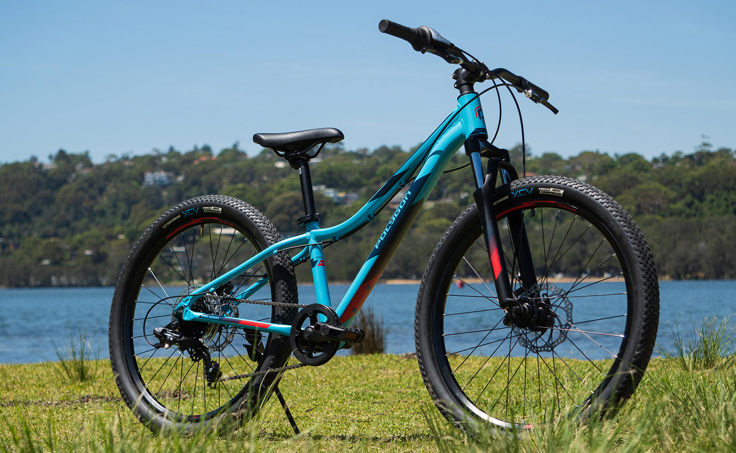 Polygon Relic 24 Kids Mountain Bike - 24 Inch Wheels, Lightweight Aluminum Frame, 7-Speed Gears - Perfect for Trail Riding, Backyard Adventures & Learning to Ride