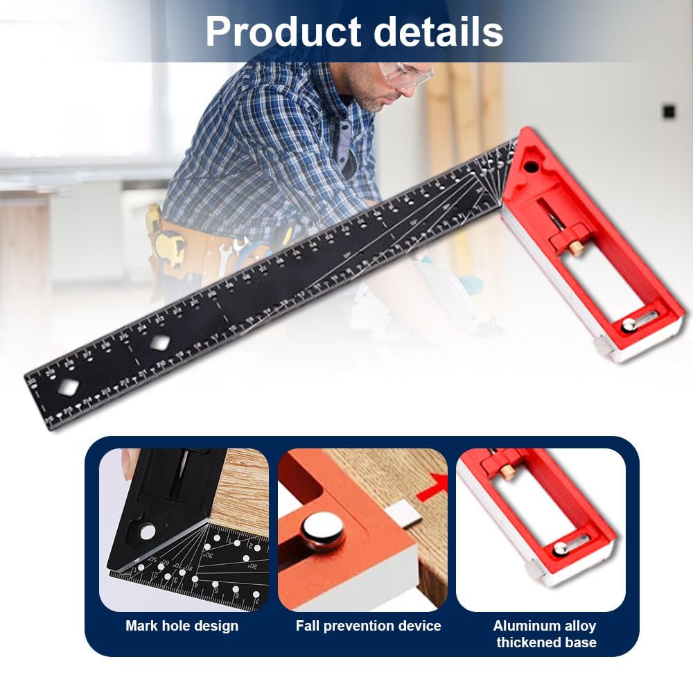 2025 Upgraded Multi-Angle Measuring Ruler - Professional Precision Measuring Tool with 45/90 Degree Angles, Universal Combination Angle Gauge for Woodworking, Metalworking & DIY Projects | Perfect for Accurate Measurements, Engineering Drawings & Crafting