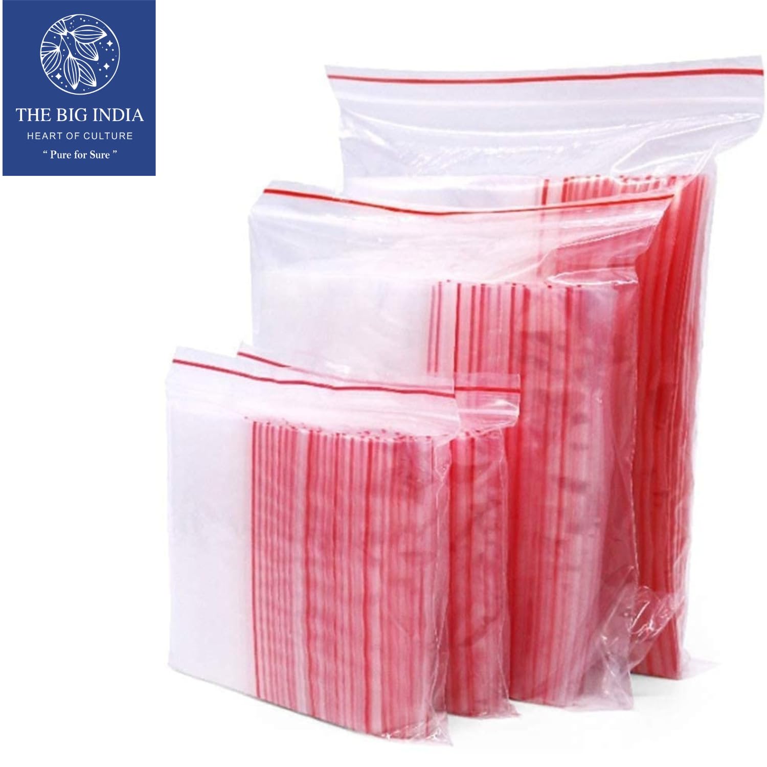 THE BIG INDIA 3x3 Inch Zip Lock Pouch Storage Bags - 100 Pack Reusable Plastic Bags for Jewelry, Cosmetics, Buttons, Coins & More | Transparent Multi-Purpose Organizer for Travel, Home & Office Use